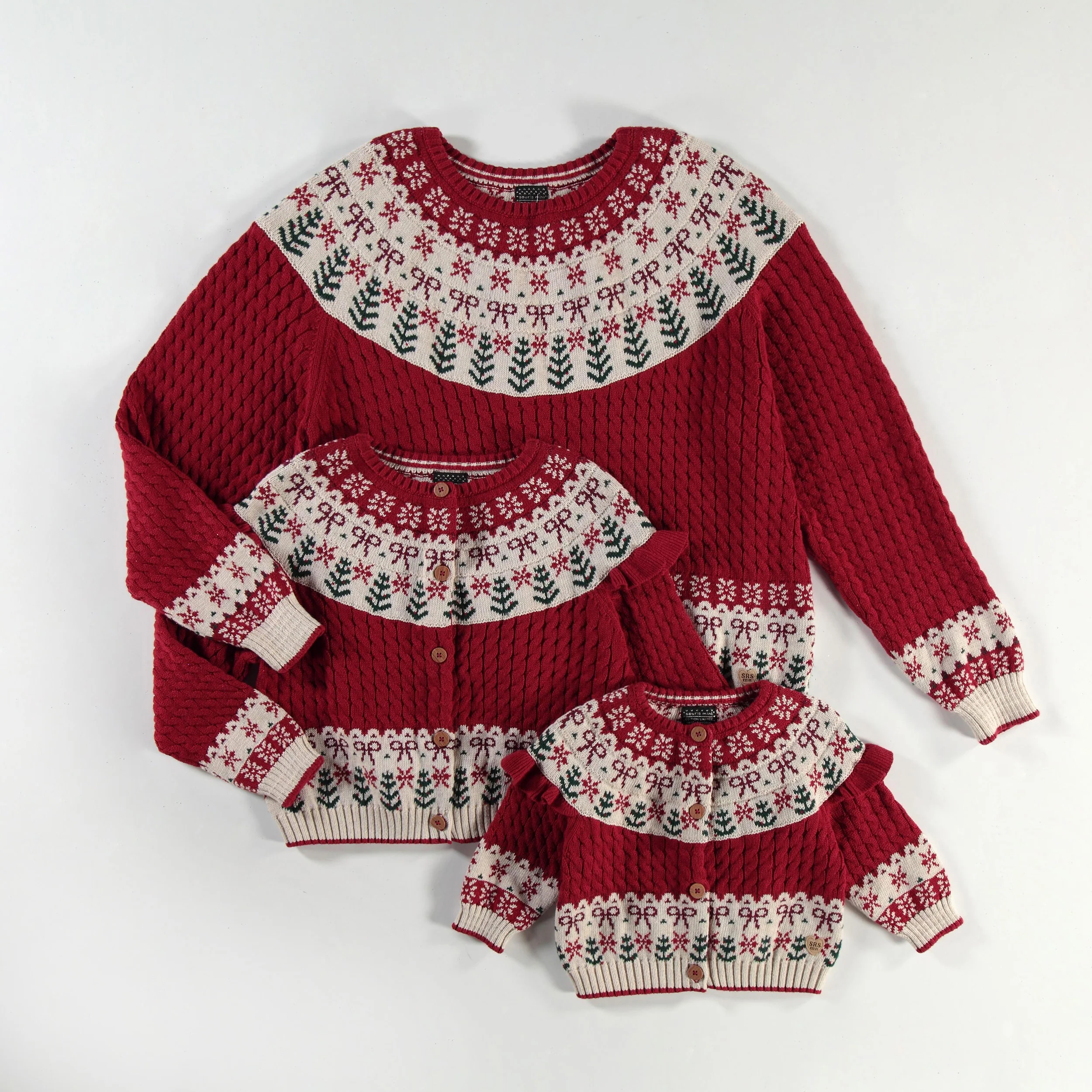 Chandail rouge en tricot à motifs festifs, adulte - Image 6