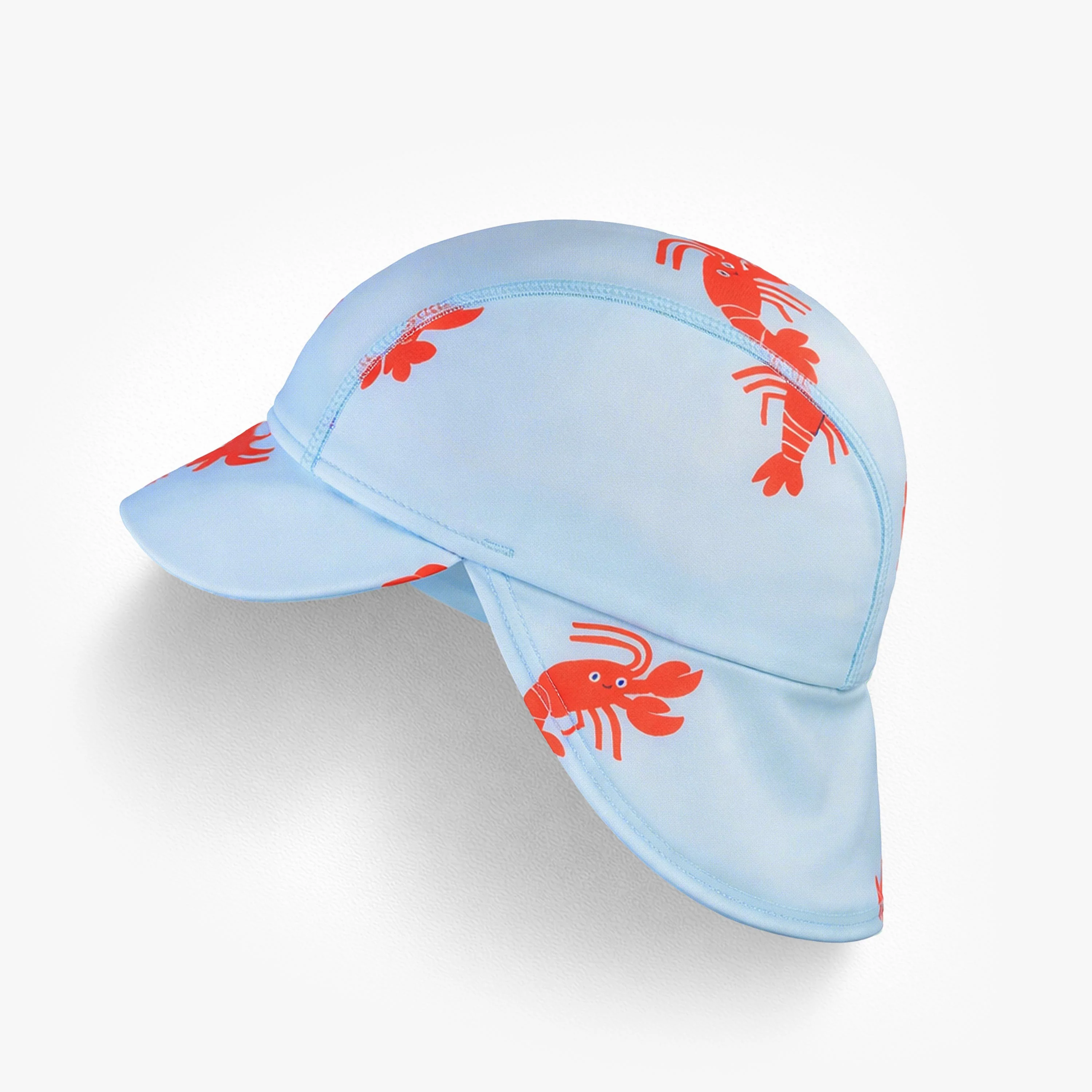 Casquette de bain bleu pâle à motifs de homards, bébé