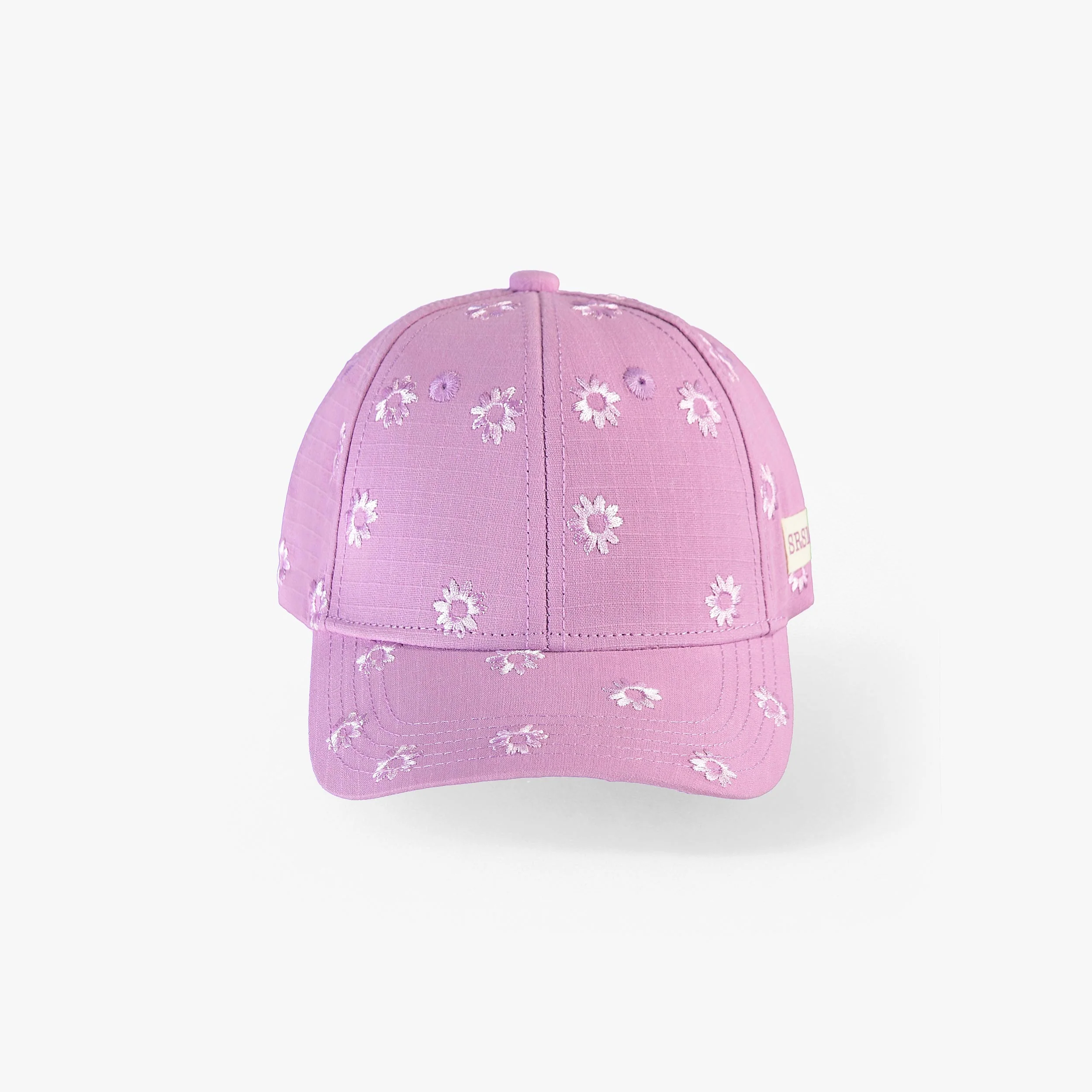 Casquette mauve avec broderies de fleurs, bébé