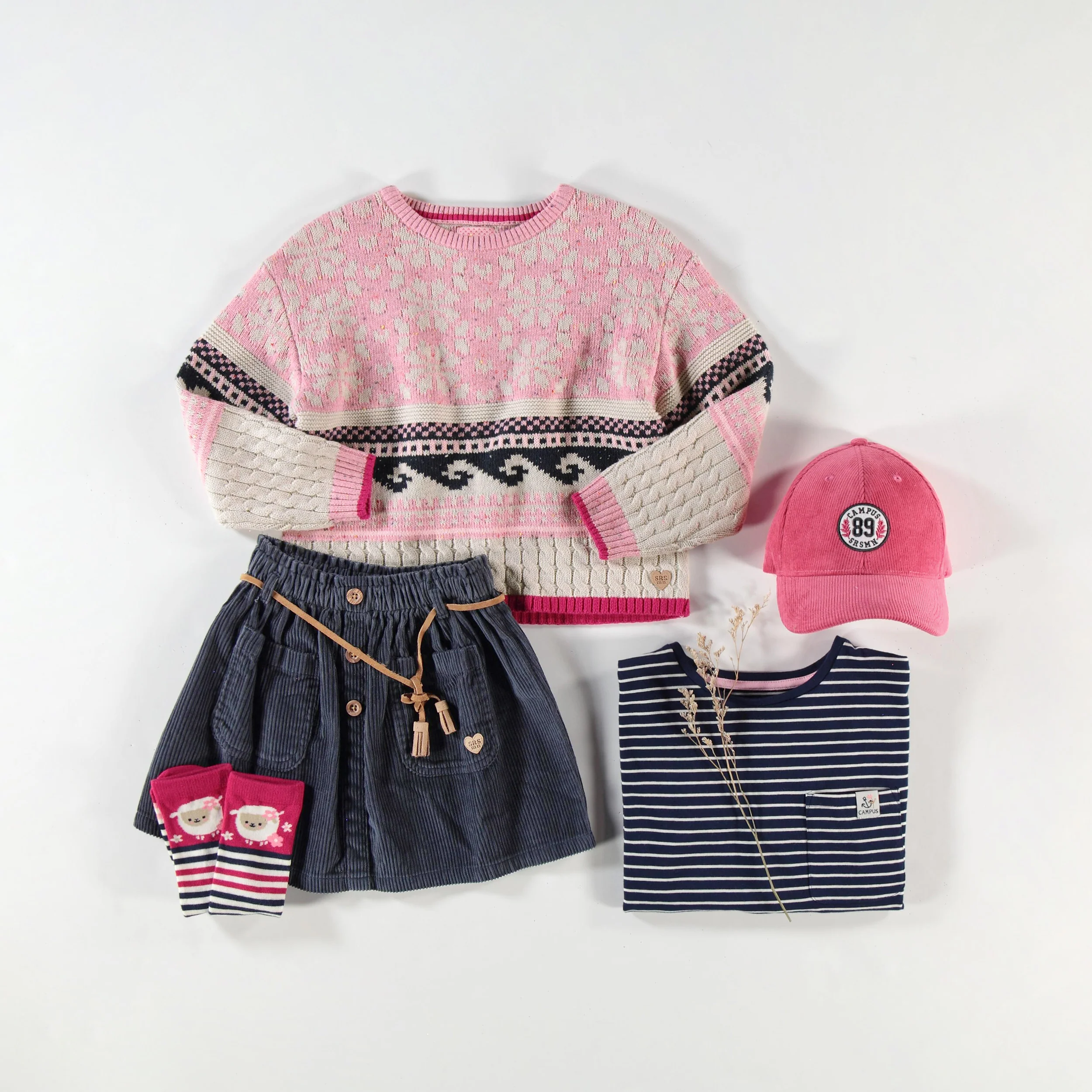 Casquette rose en micro-velours côtelé, enfant - Image 2