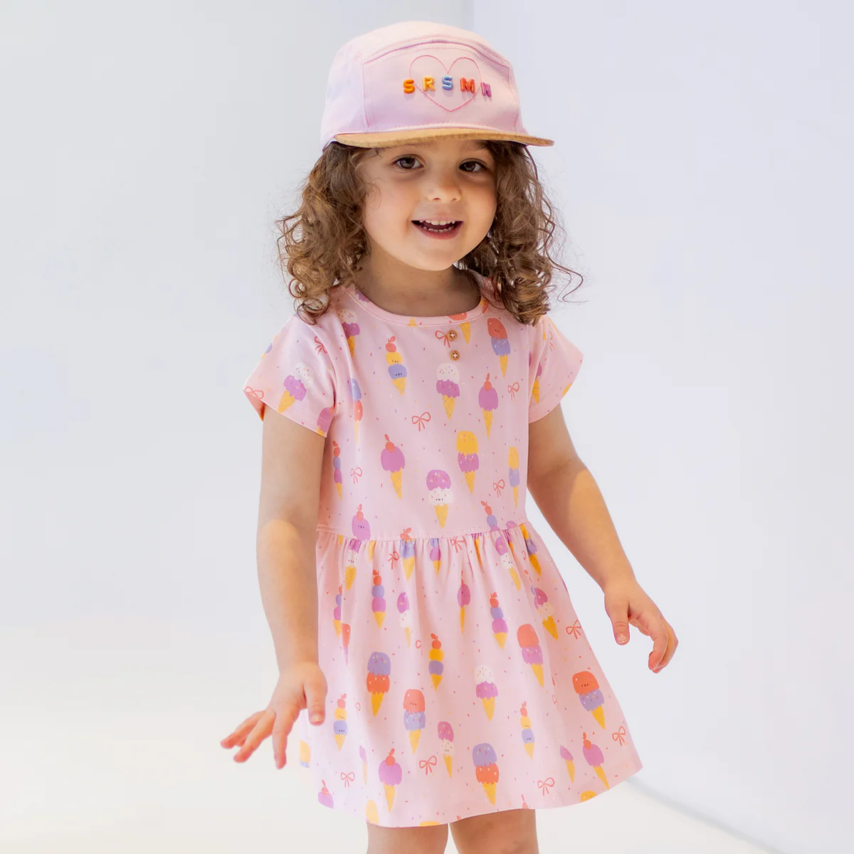 Casquette rose et beige, enfant - Image 2