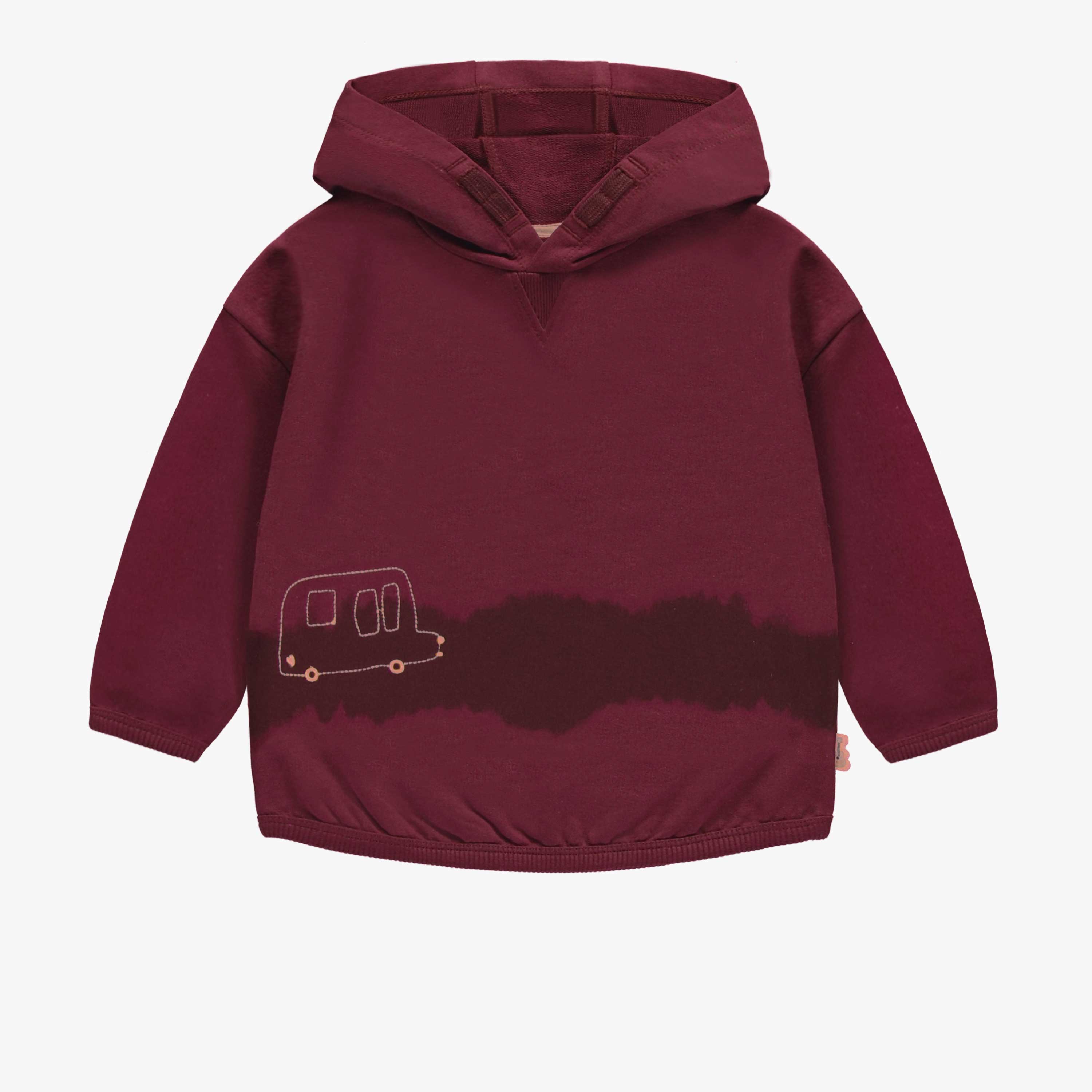 Chandail à capuchon bourgogne en coton français, bébé