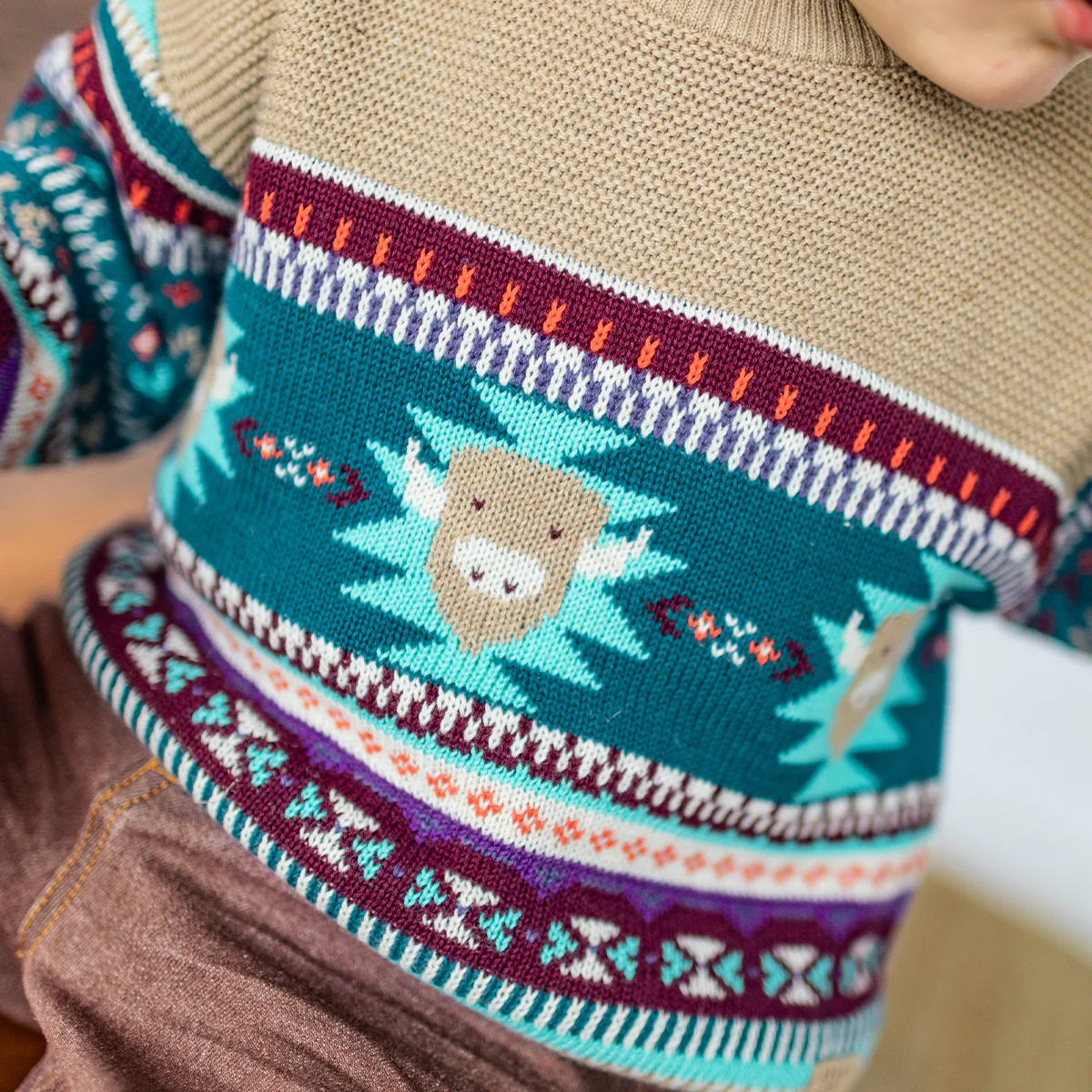 Chandail beige en tricot avec motifs, bébé - Image 5