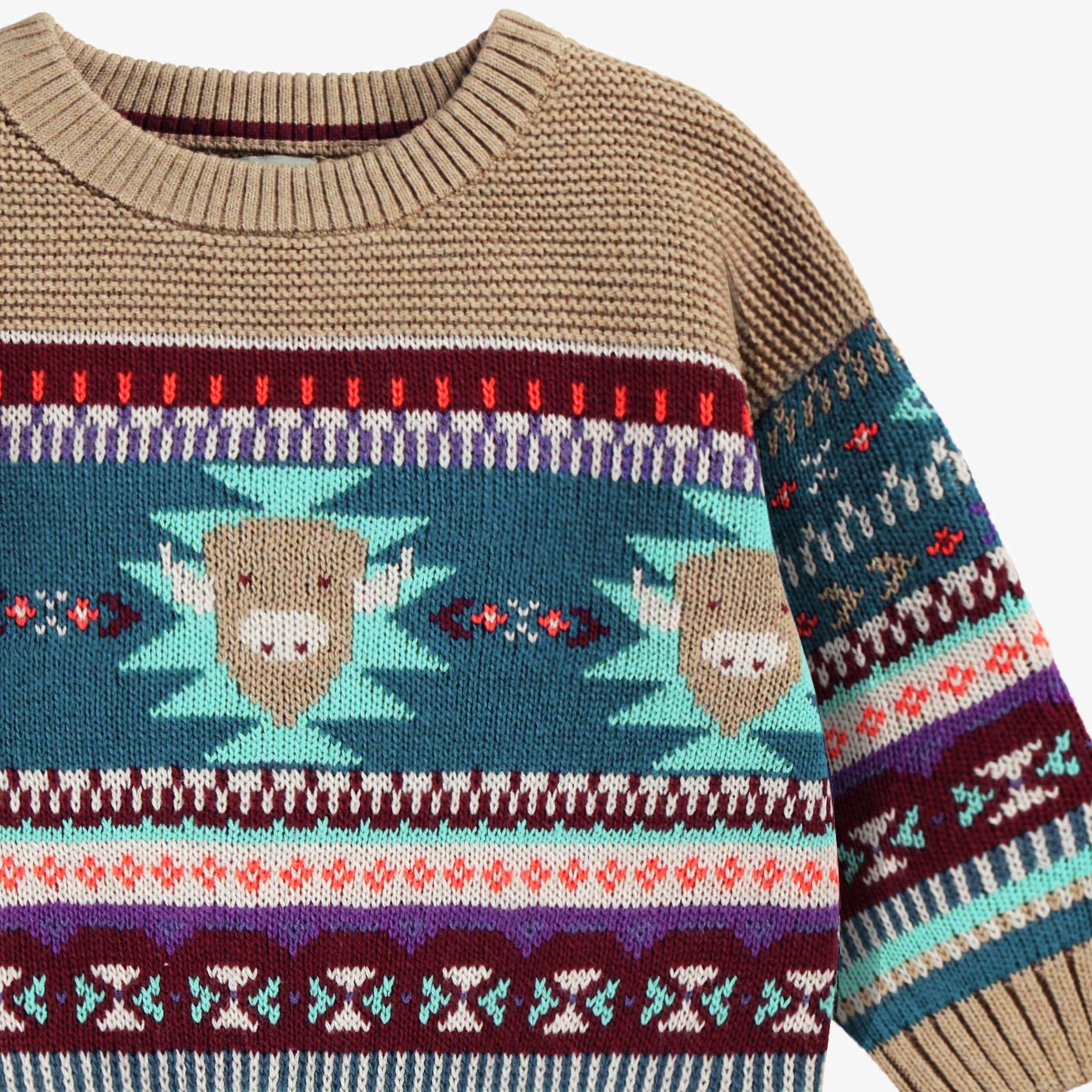 Chandail beige en tricot avec motifs, bébé - Image 6