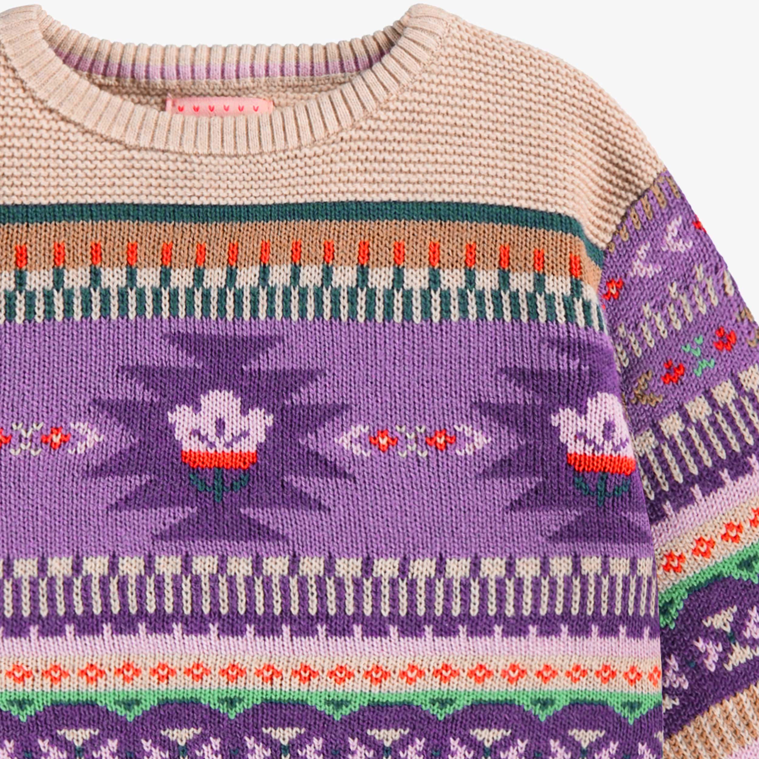 Chandail beige et mauve en tricot, bébé - Image 7