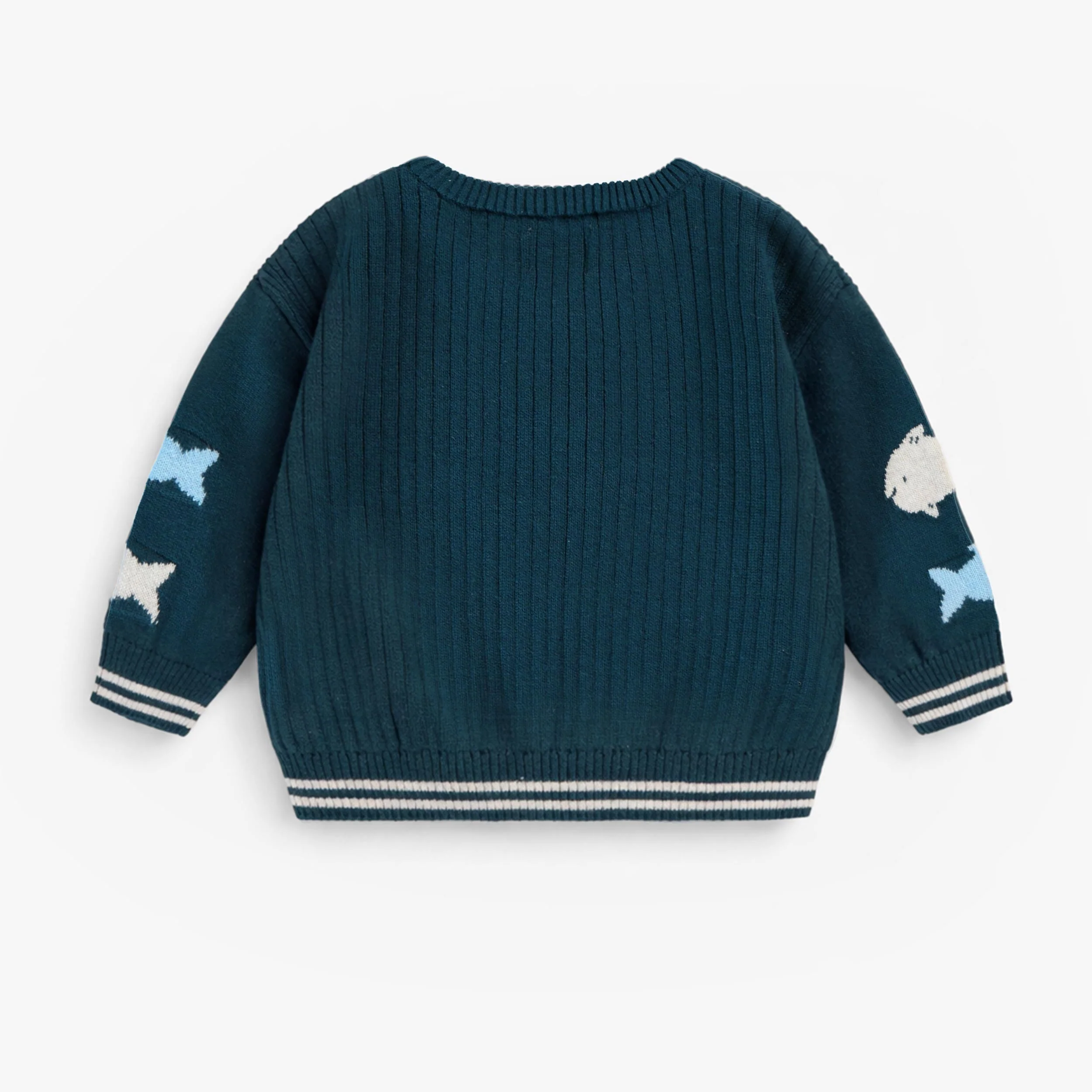 Chandail bleu en tricot avec poissons, bébé - Image 5