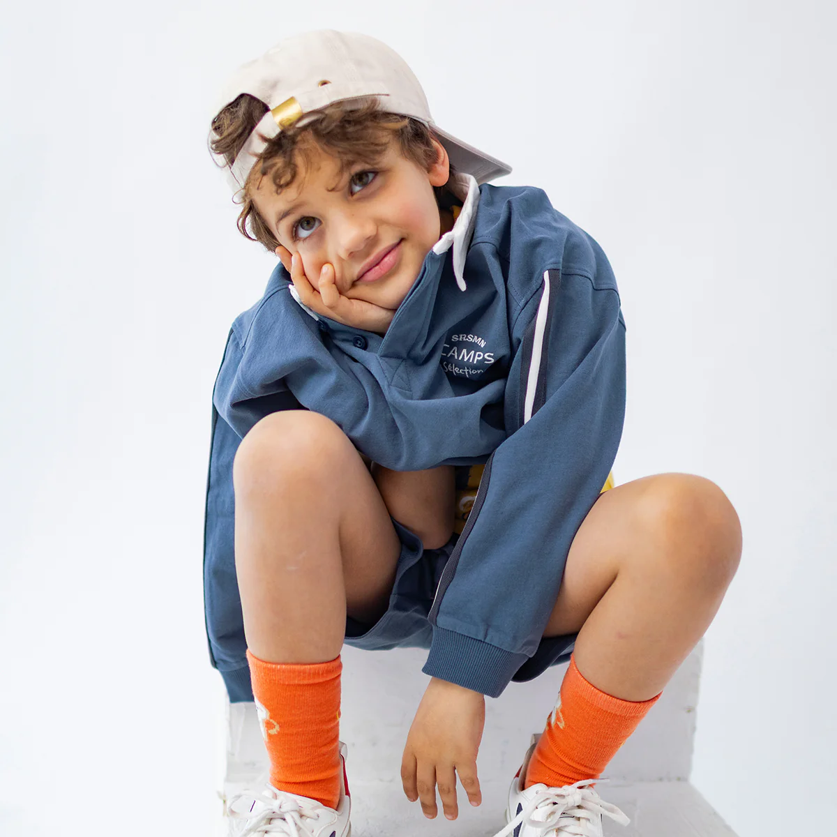 Chandail bleu marine col polo, enfant - Image 2