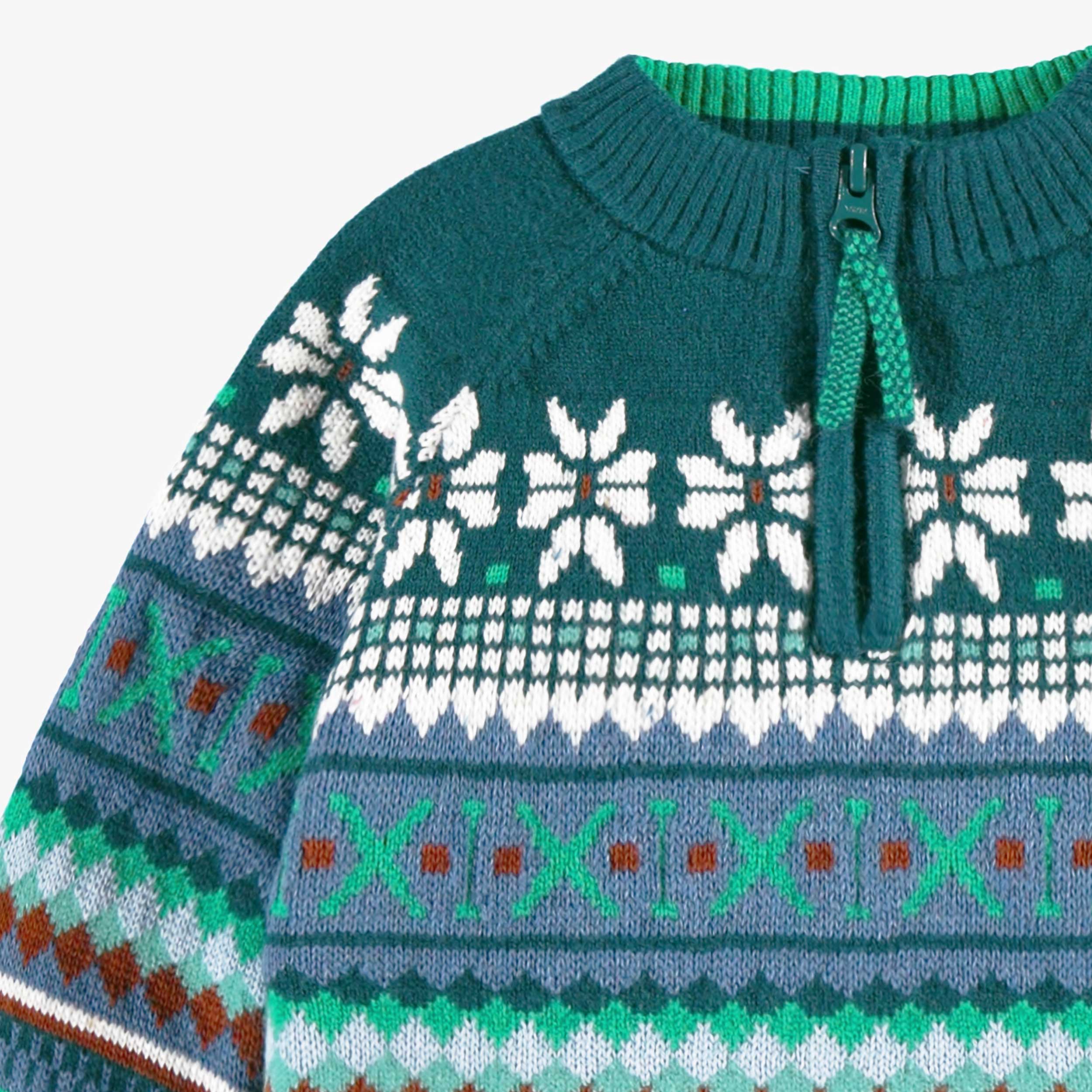 Chandail bleu sarcelle en tricot avec motifs, bébé - Image 5