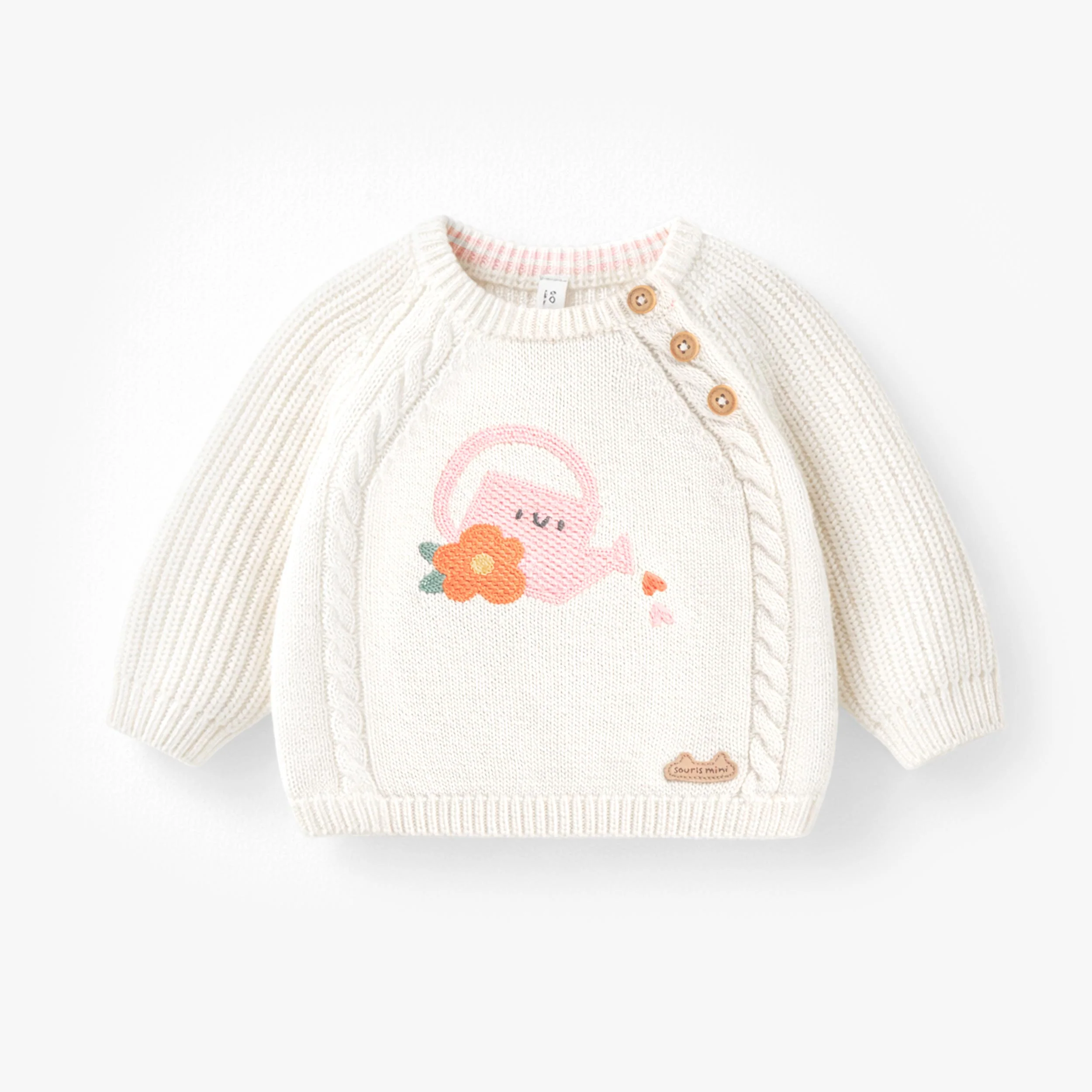 Chandail crème en tricot avec arrosoir, naissance