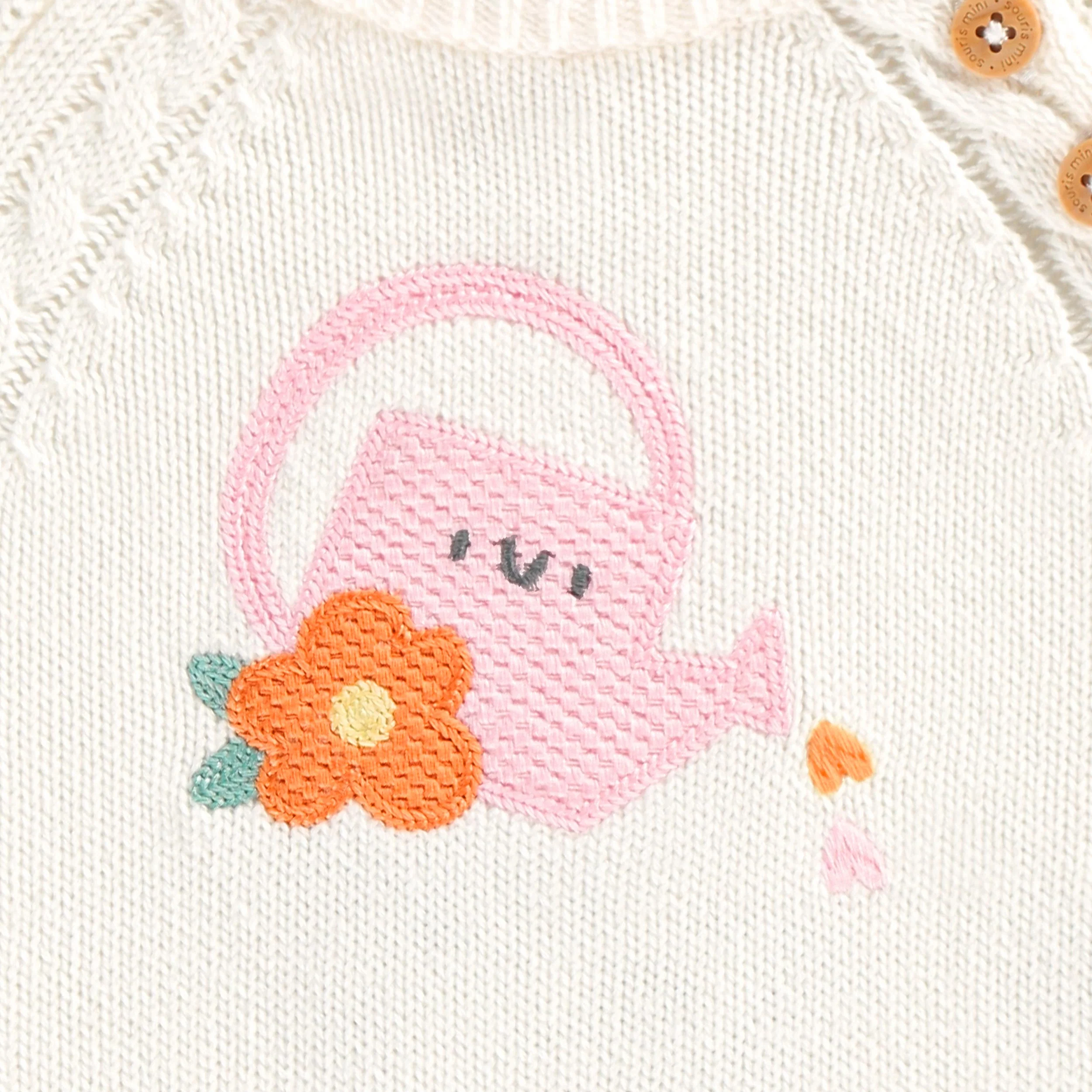 Chandail crème en tricot avec arrosoir, naissance - Image 4