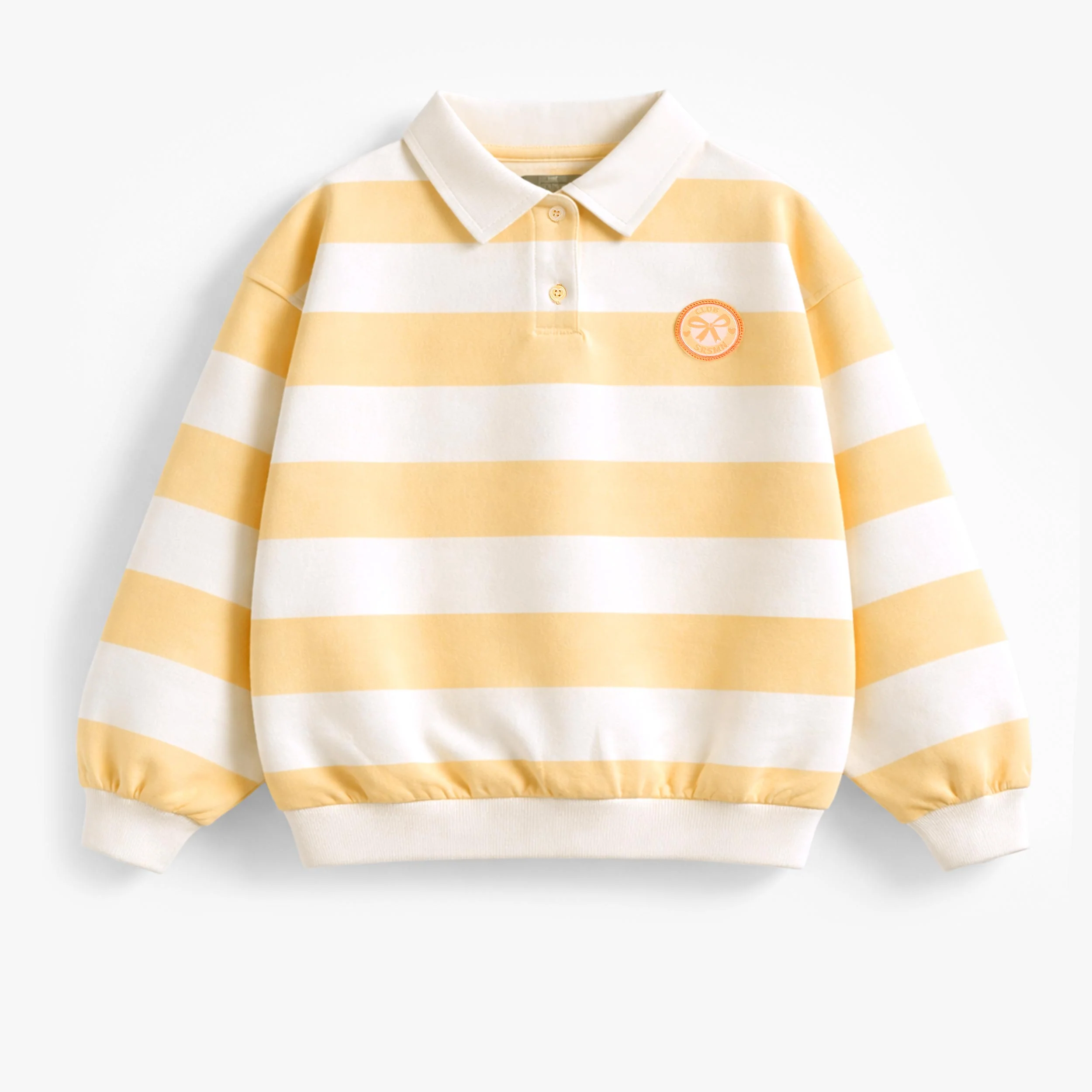 Chandail crème et jaune à rayures avec col polo, enfant