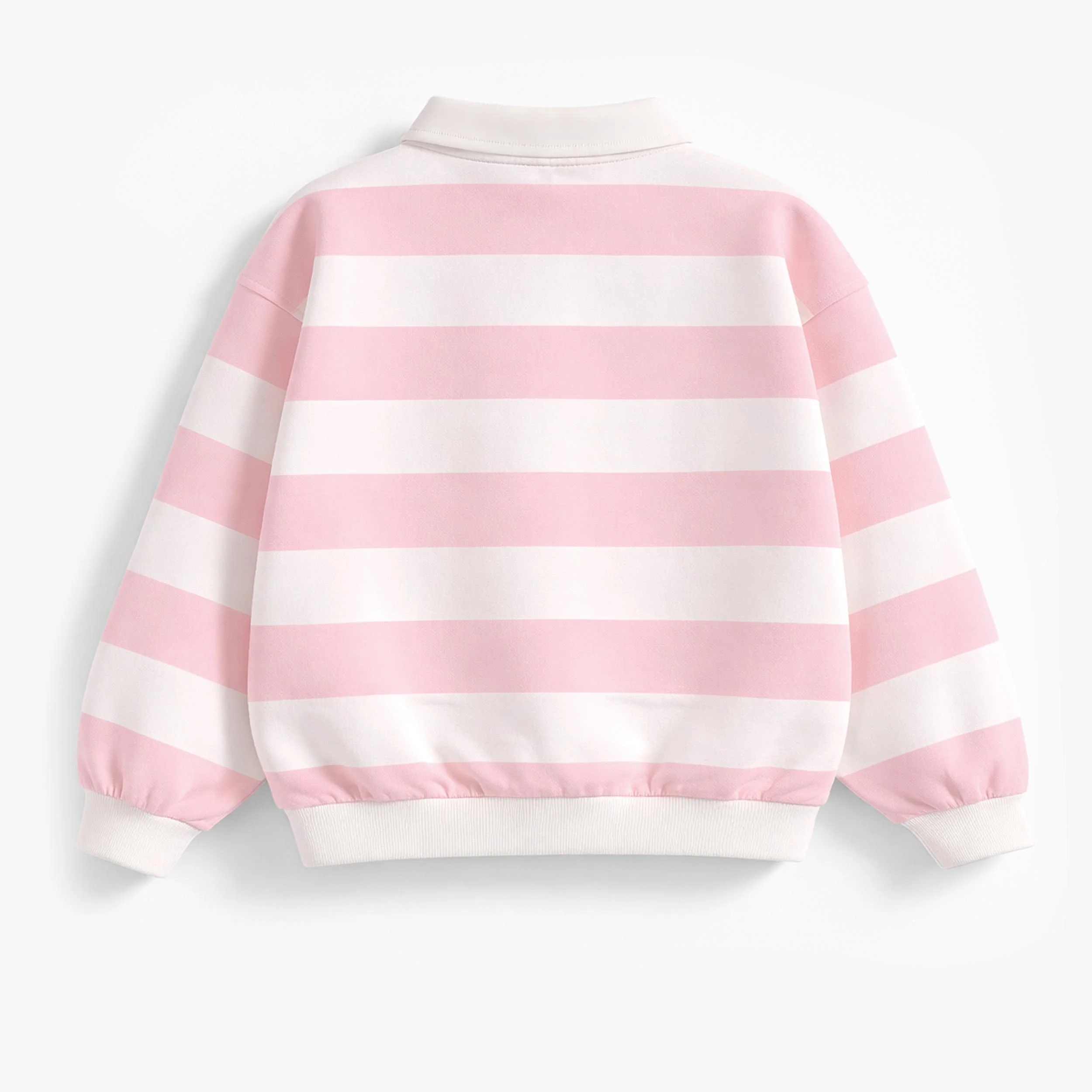 Chandail crème et rose à rayures avec col polo, enfant - Image 6
