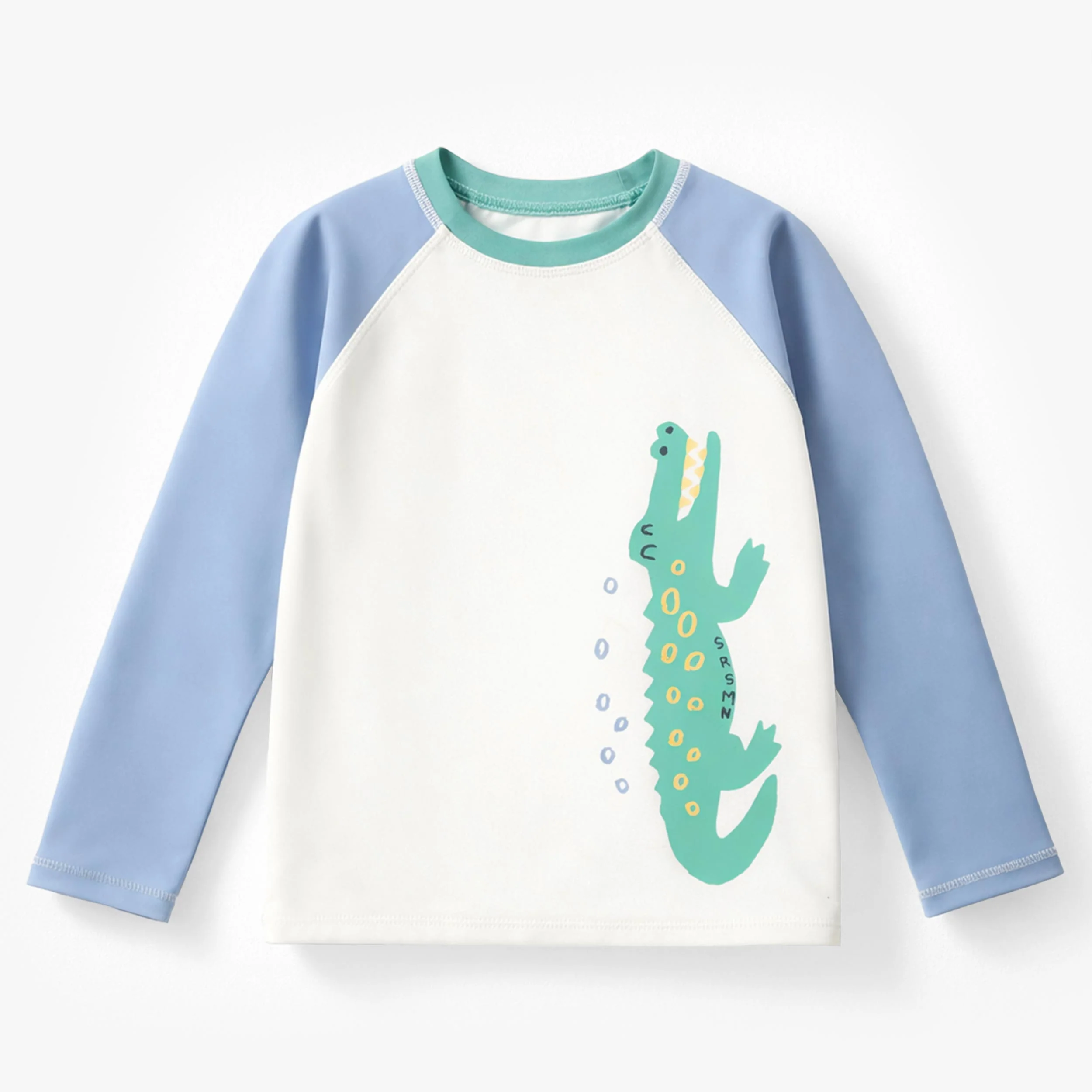 Chandail de bain bleu et crème avec crocodile, enfant