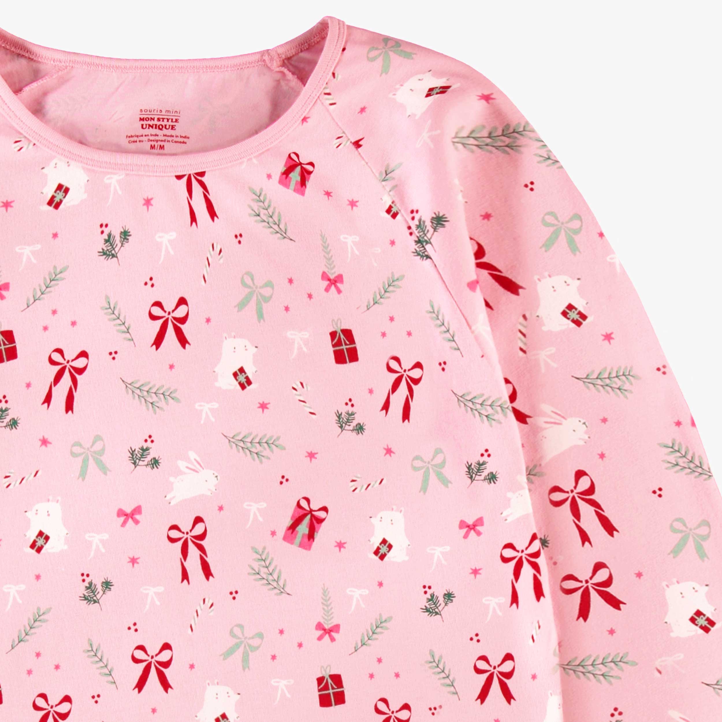 Chandail de pyjama rose à motifs des Fêtes, adulte - Image 4
