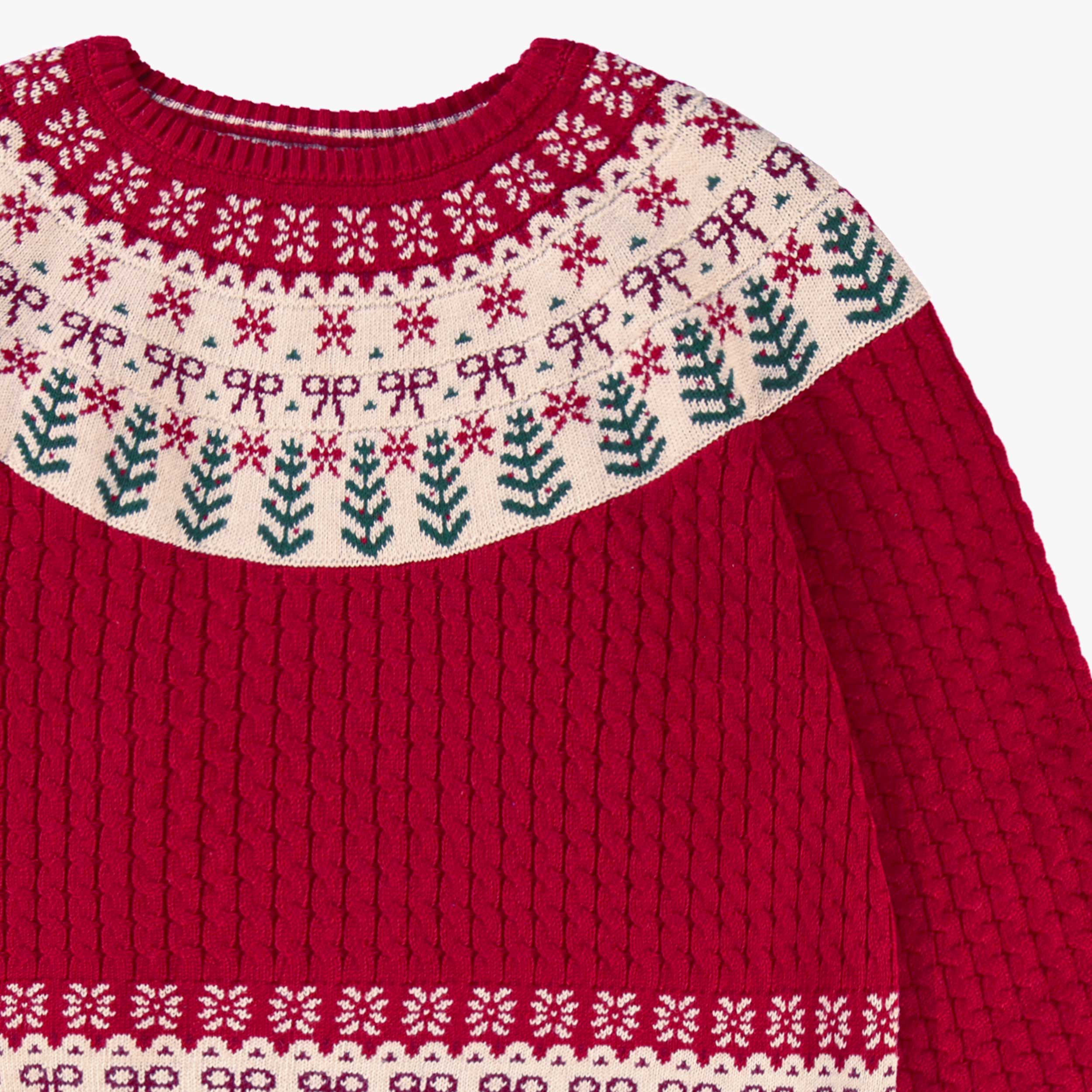 Chandail rouge en tricot à motifs festifs, adulte - Image 5