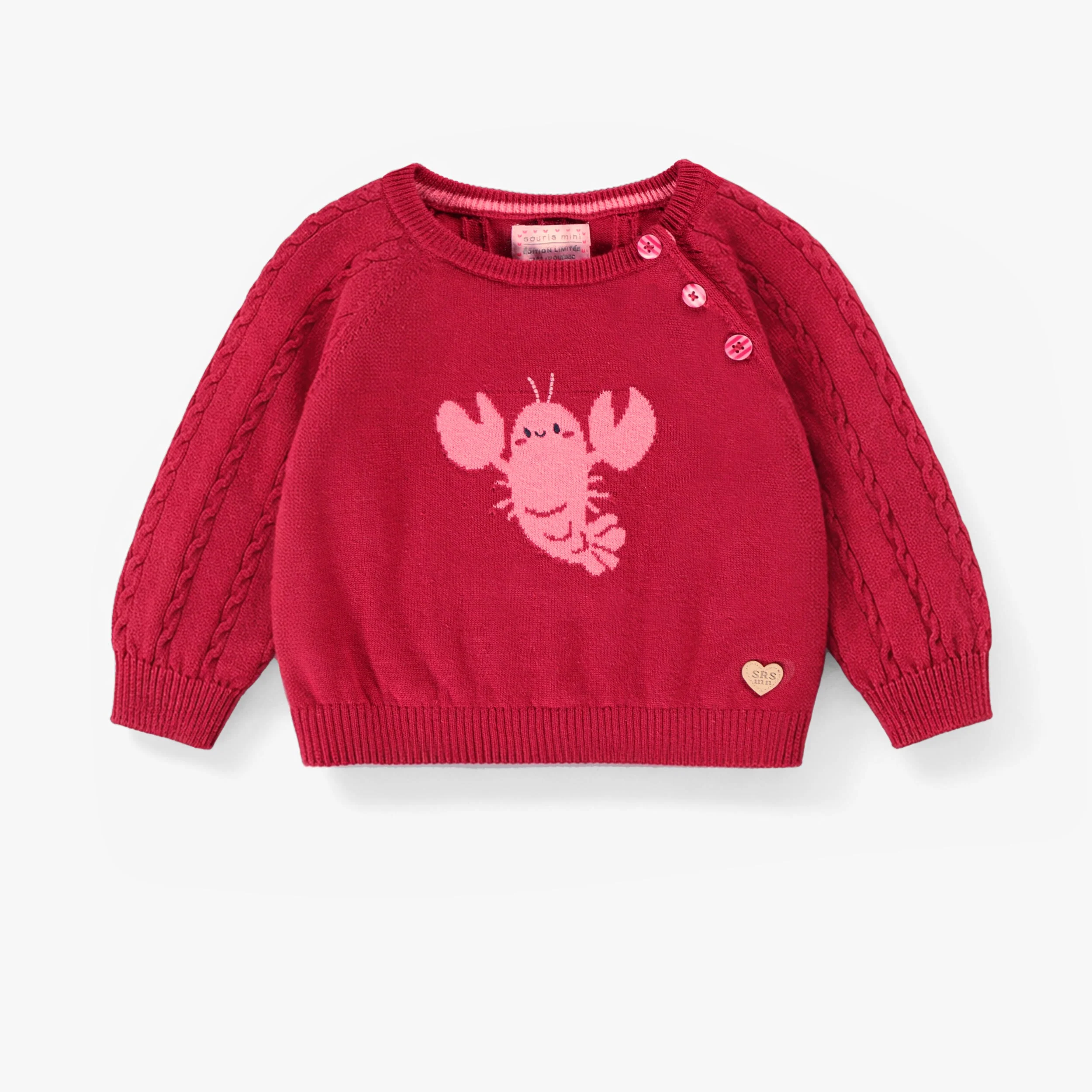 Chandail rouge en tricot avec homard, bébé