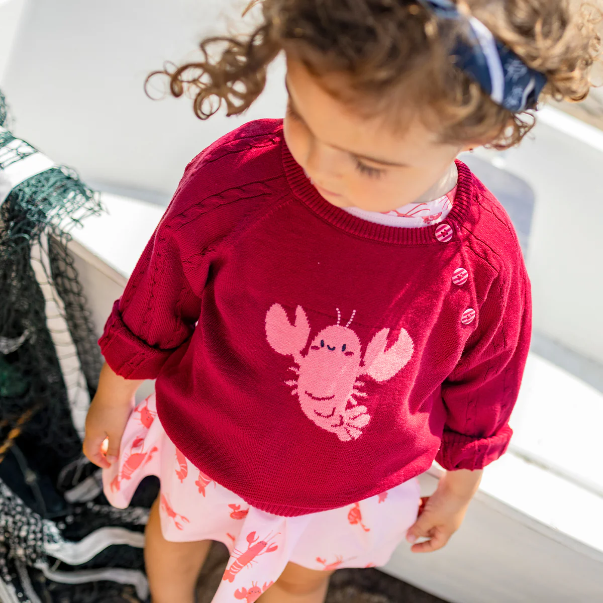 Chandail rouge en tricot avec homard, bébé - Image 3