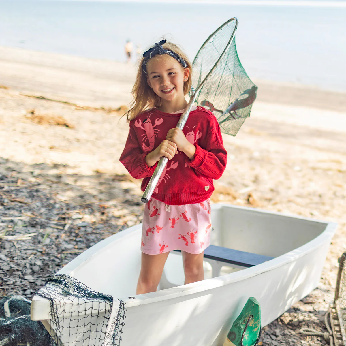 Chandail rouge en tricot avec homards, enfant - Image 3