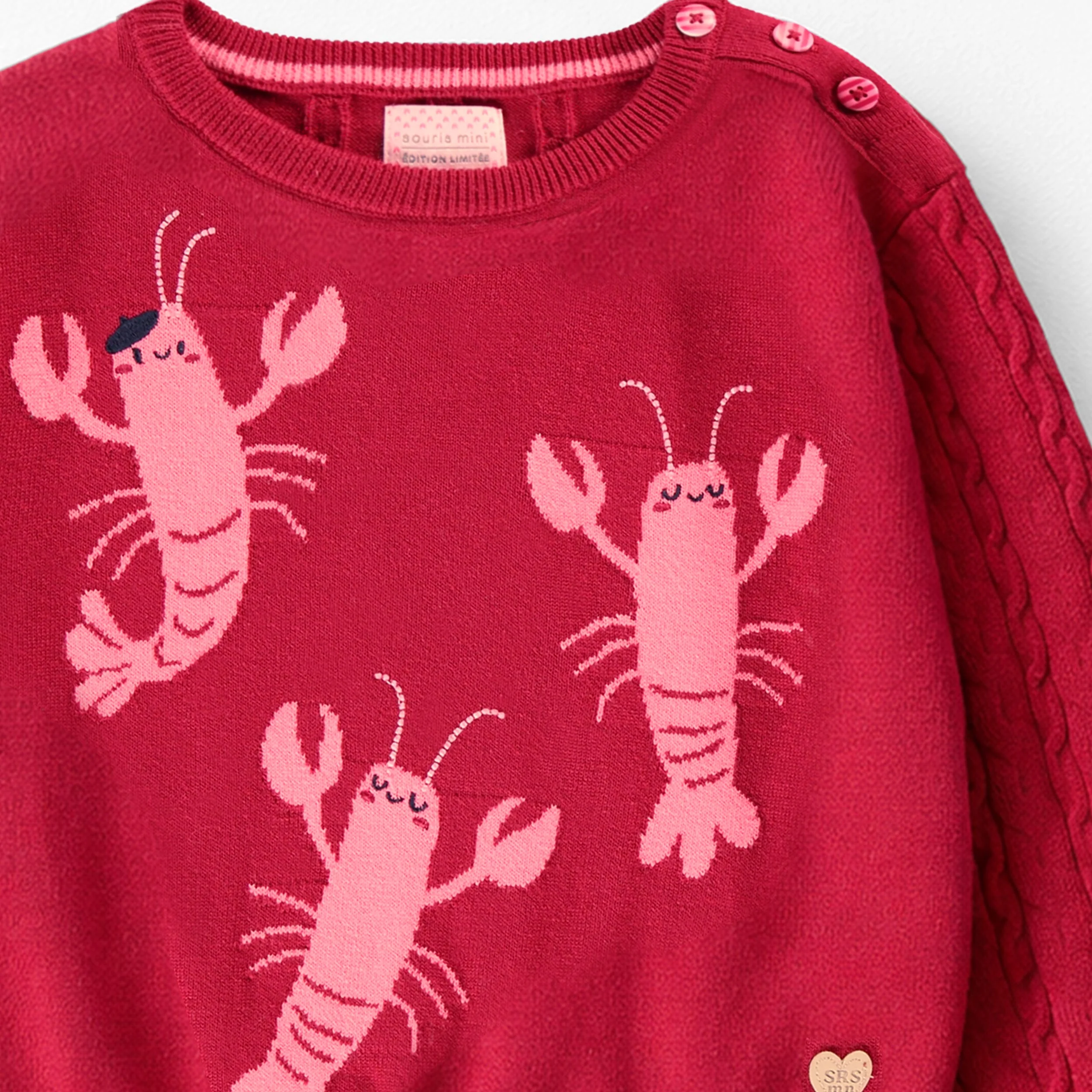 Chandail rouge en tricot avec homards, enfant - Image 5