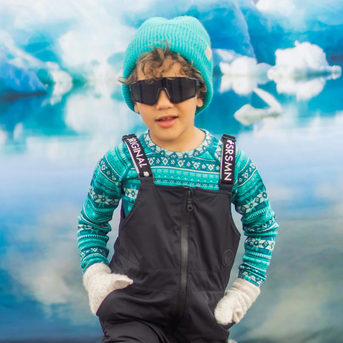 Chandail turquoise en laine mérinos avec motifs jacquard, enfant - Image 6