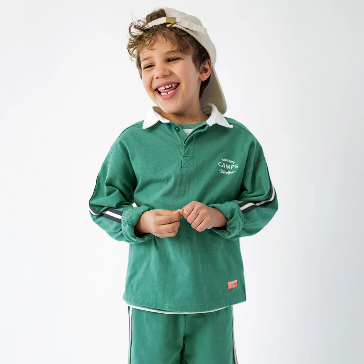 Chandail vert col polo, enfant - Image 2