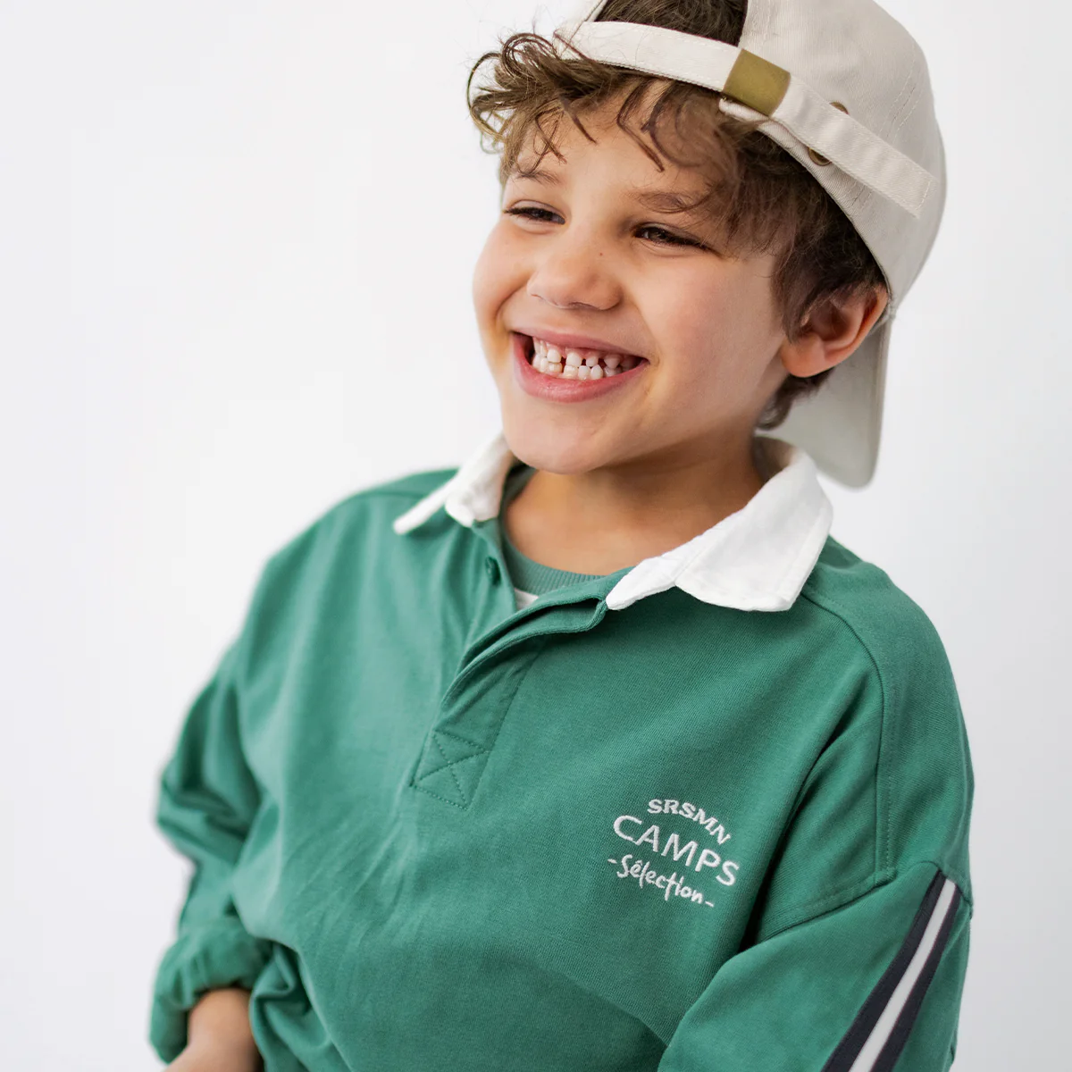 Chandail vert col polo, enfant - Image 3