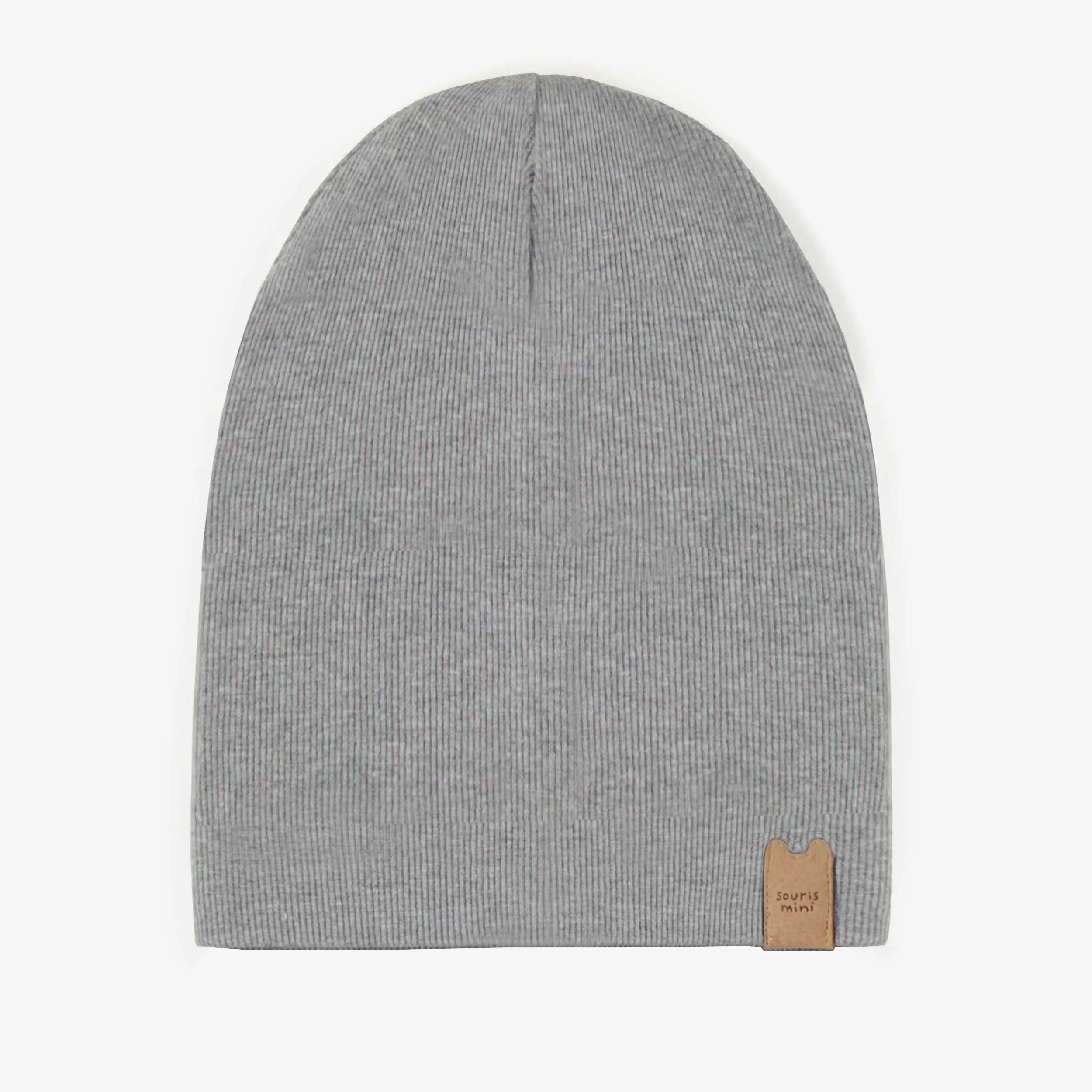 Chapeau gris d’extérieur en tricot côtelé, enfant - Image 2