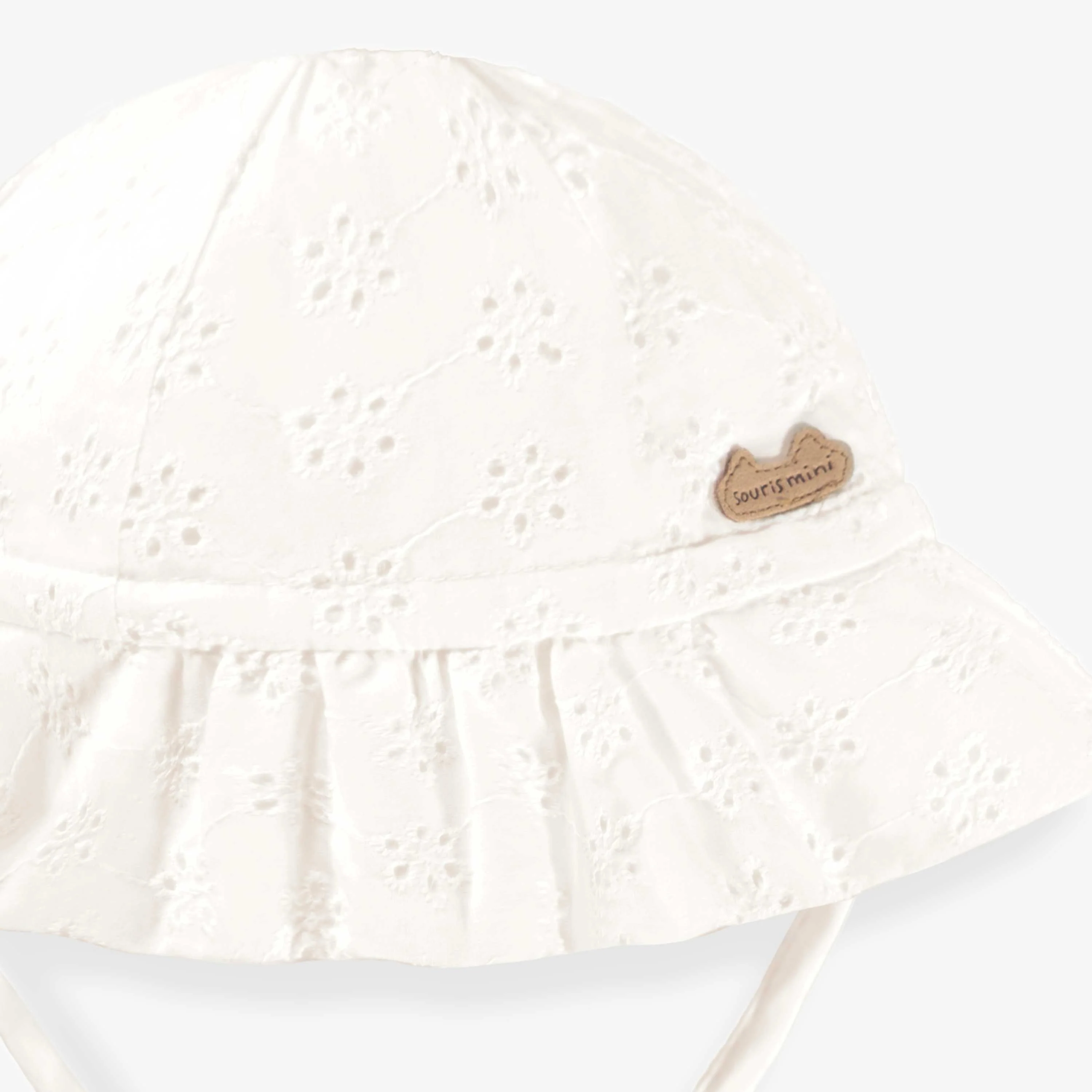 Chapeau blanc en broderie anglaise, bébé - Image 2
