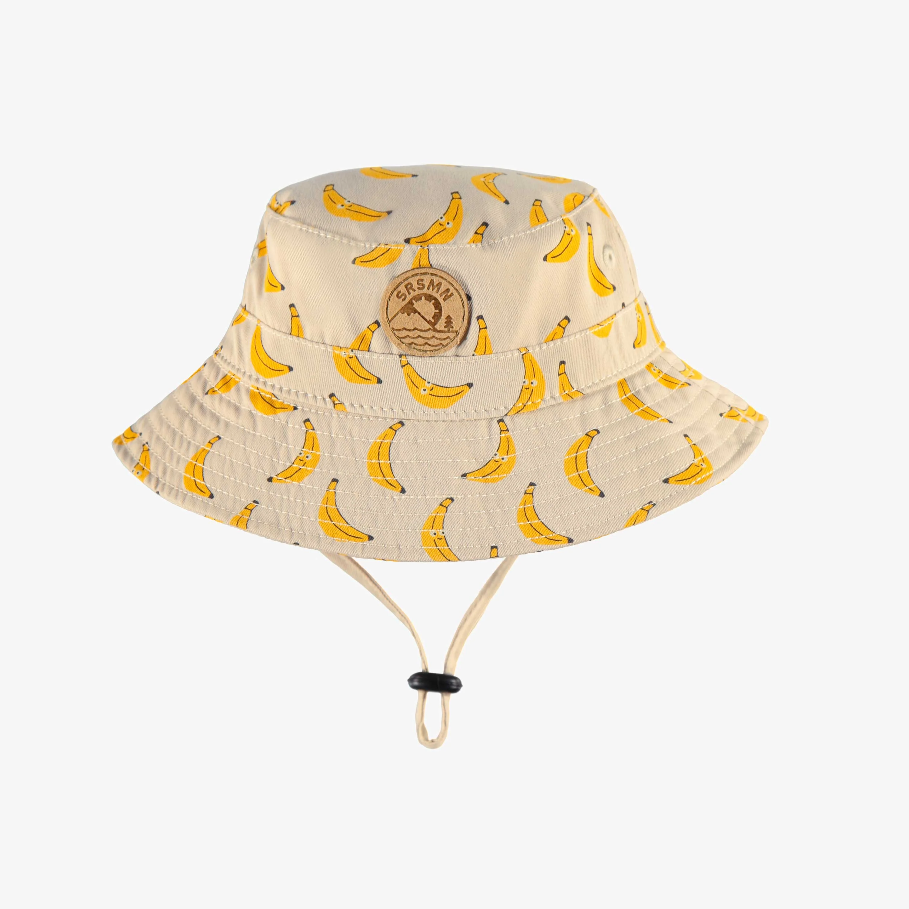 Chapeau de soleil beige en twill à motifs de bananes, bébé