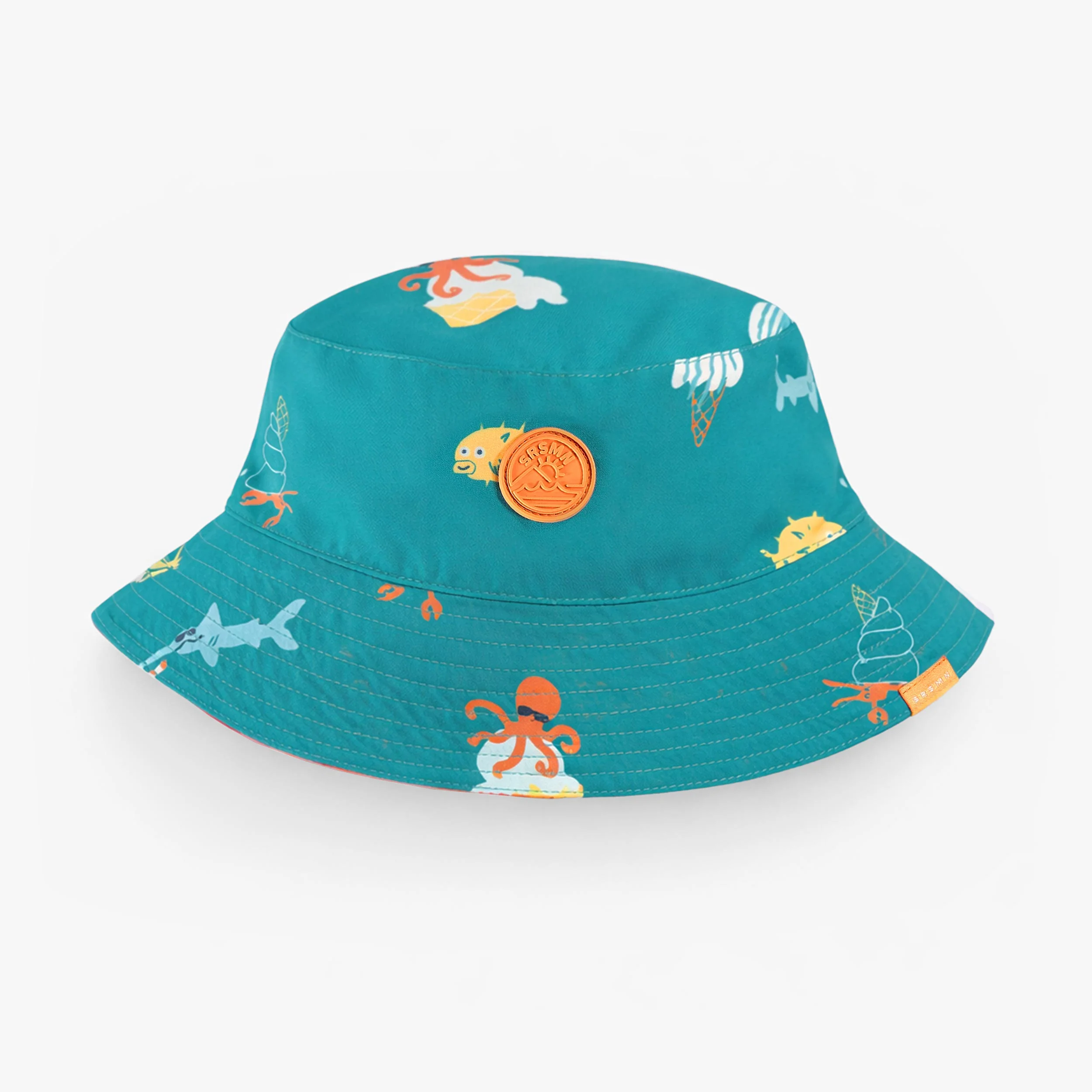 Chapeau de soleil réversible bleu sarcelle à motifs, enfant