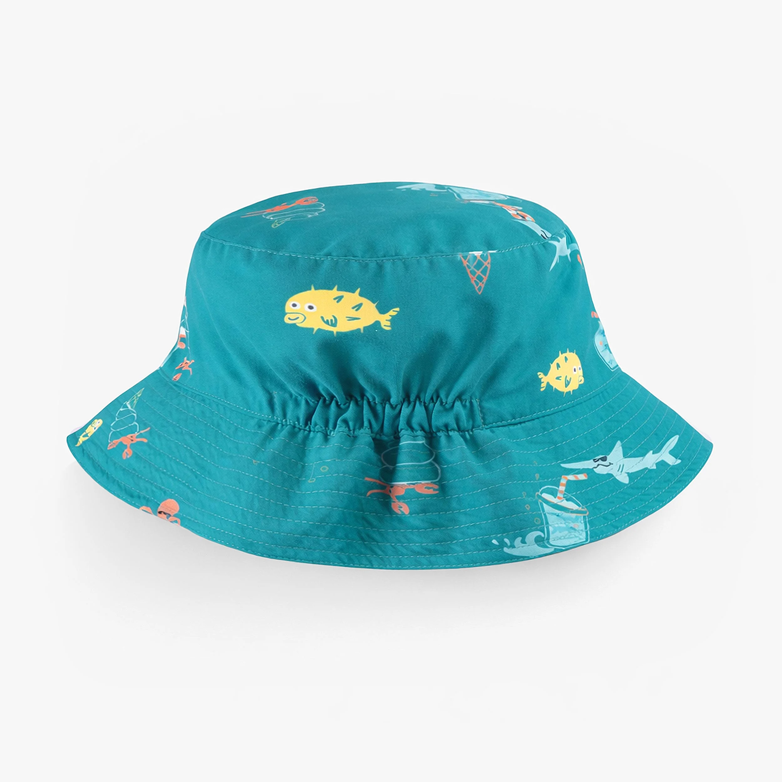 Chapeau de soleil réversible bleu sarcelle à motifs, enfant - Image 7