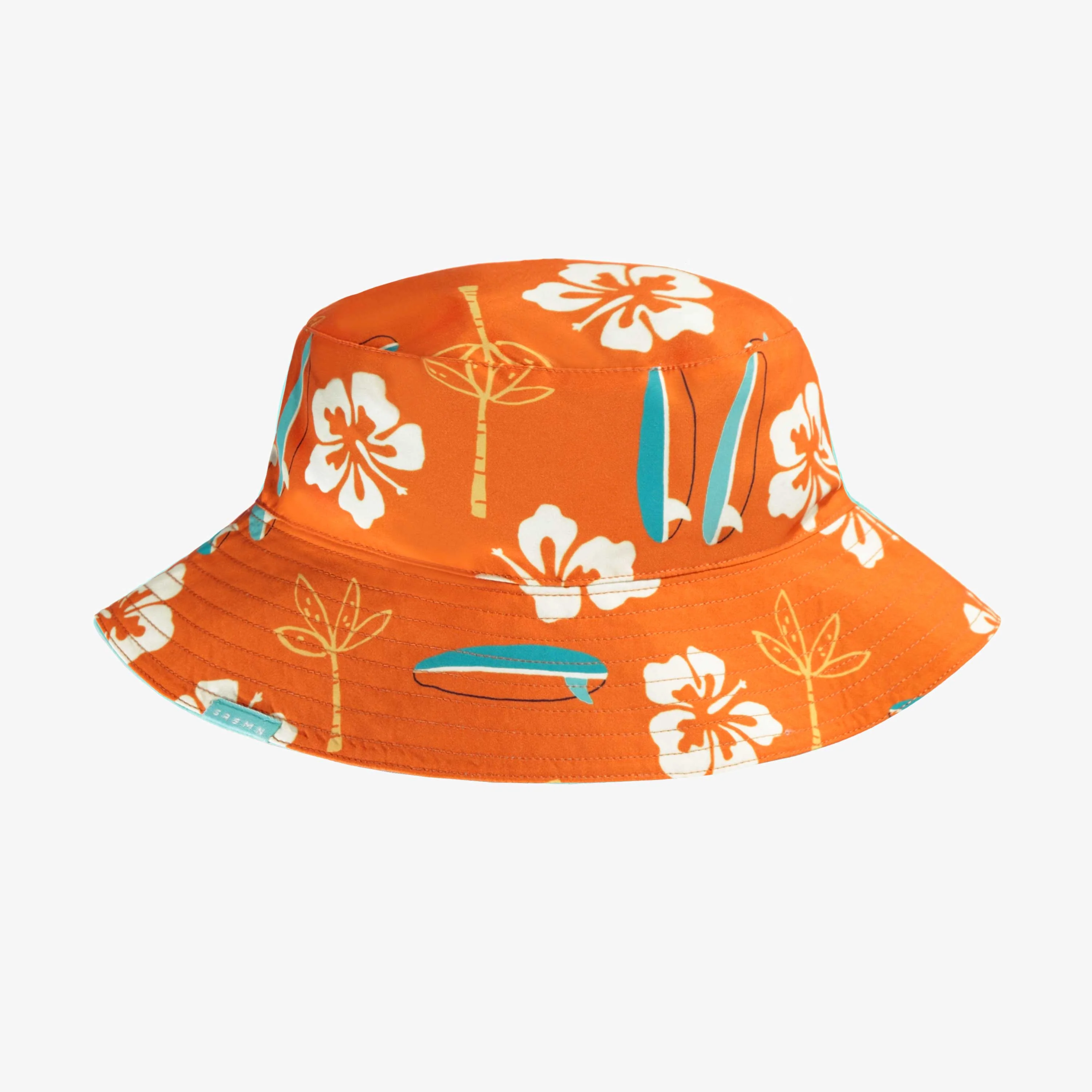 Chapeau de soleil réversible turquoise et orange à motifs, enfant