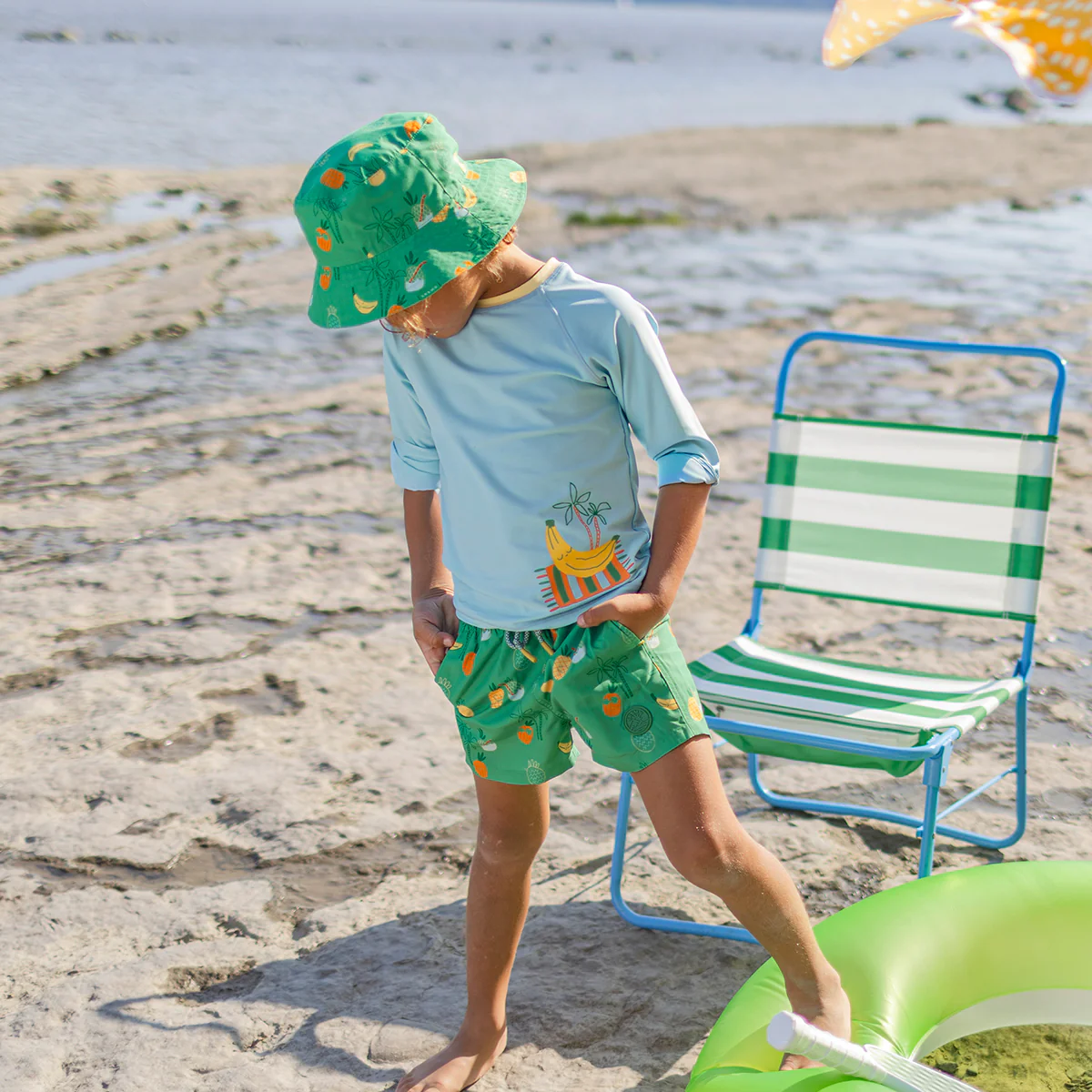 Chapeau de soleil réversible vert à rayures, enfant - Image 3