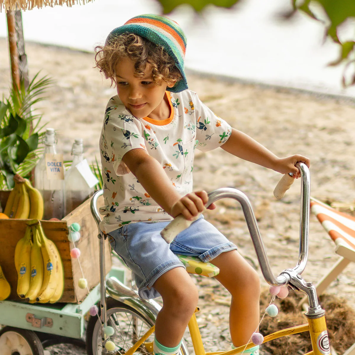 T-shirt beige à motifs d’oiseaux tropicaux, enfant - Image 3