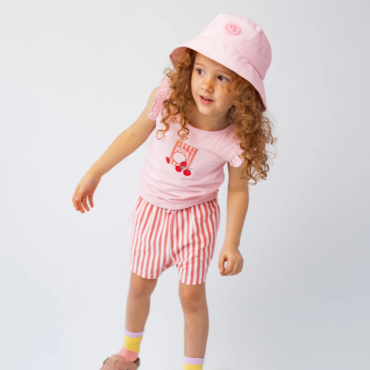 Chapeau rose à carreaux vichy, enfant - Image 3
