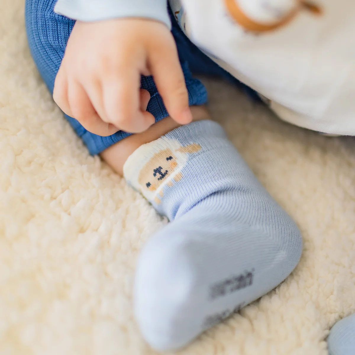 Chaussettes bleues avec mouton, naissance - Image 2