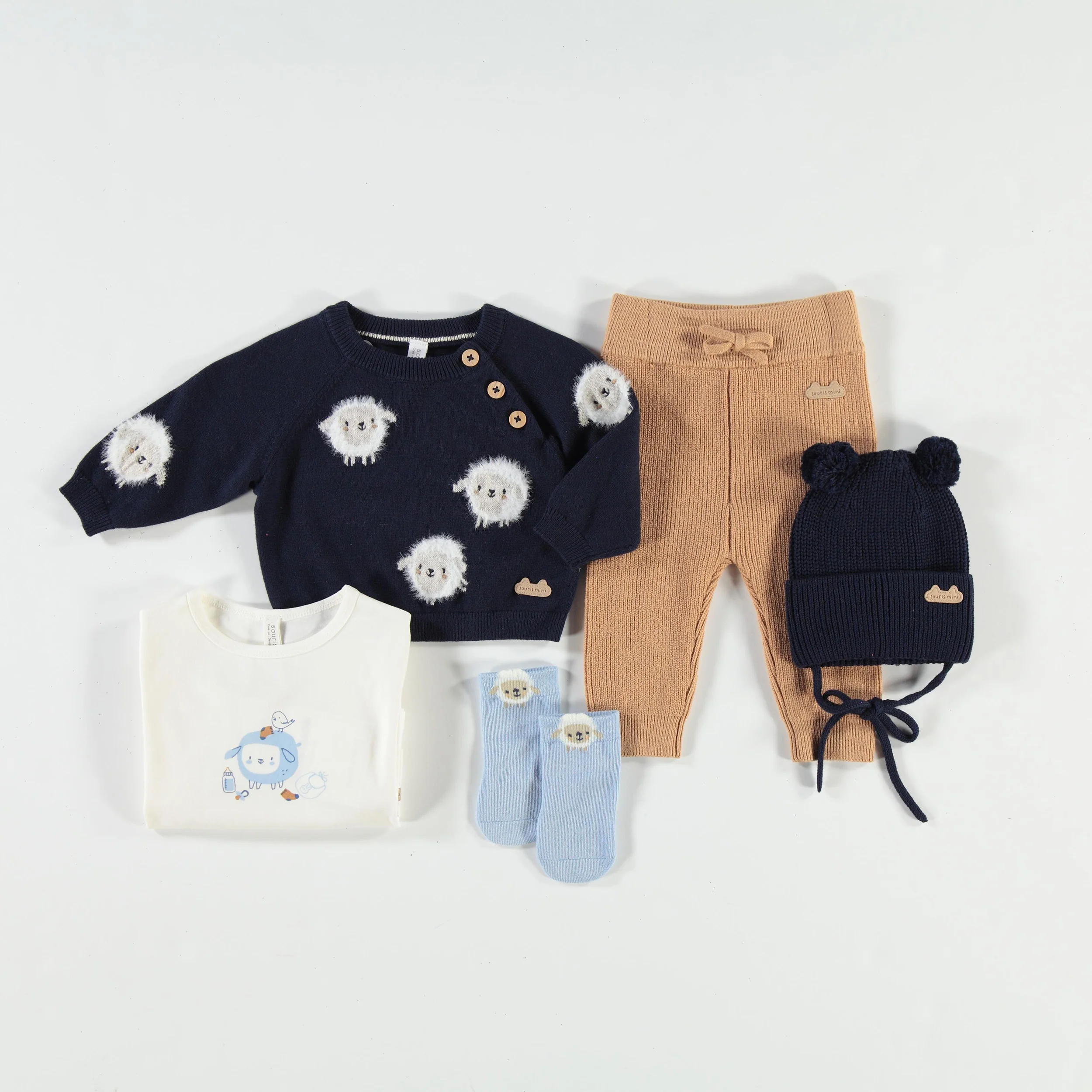 Chaussettes bleues avec mouton, naissance - Image 3