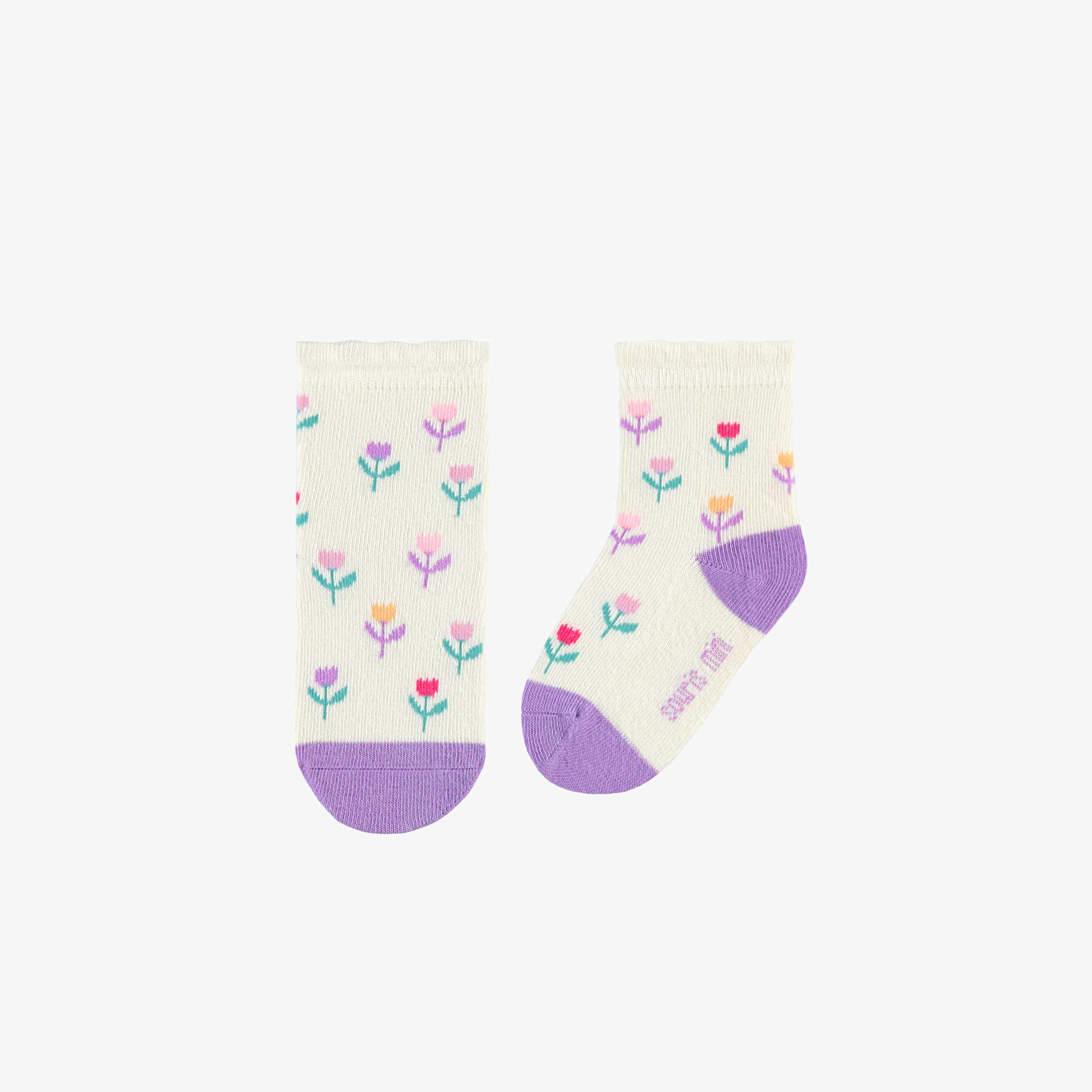 Chaussettes crème à motifs de fleurs, bébé