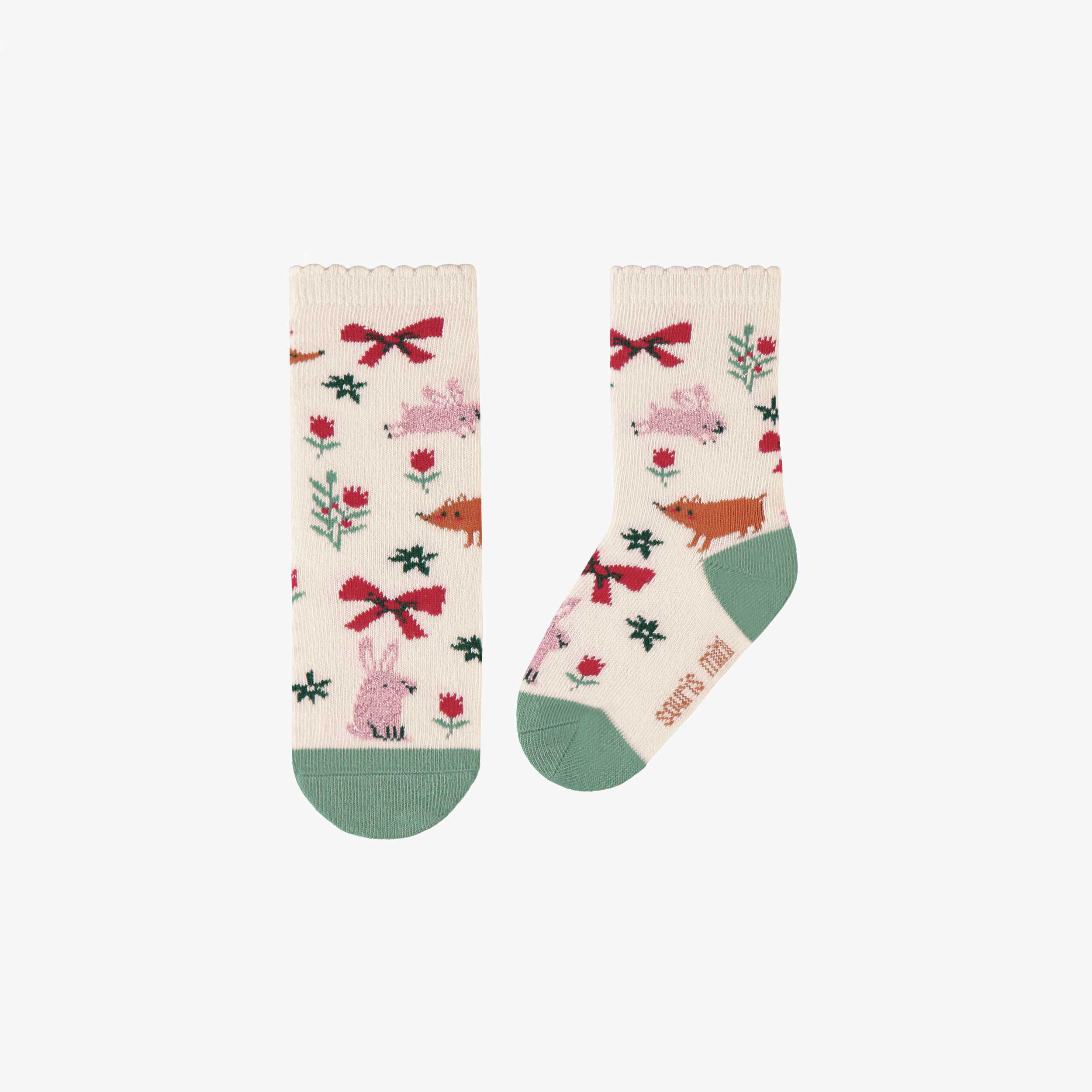 Chaussettes crème à motifs festifs, bébé