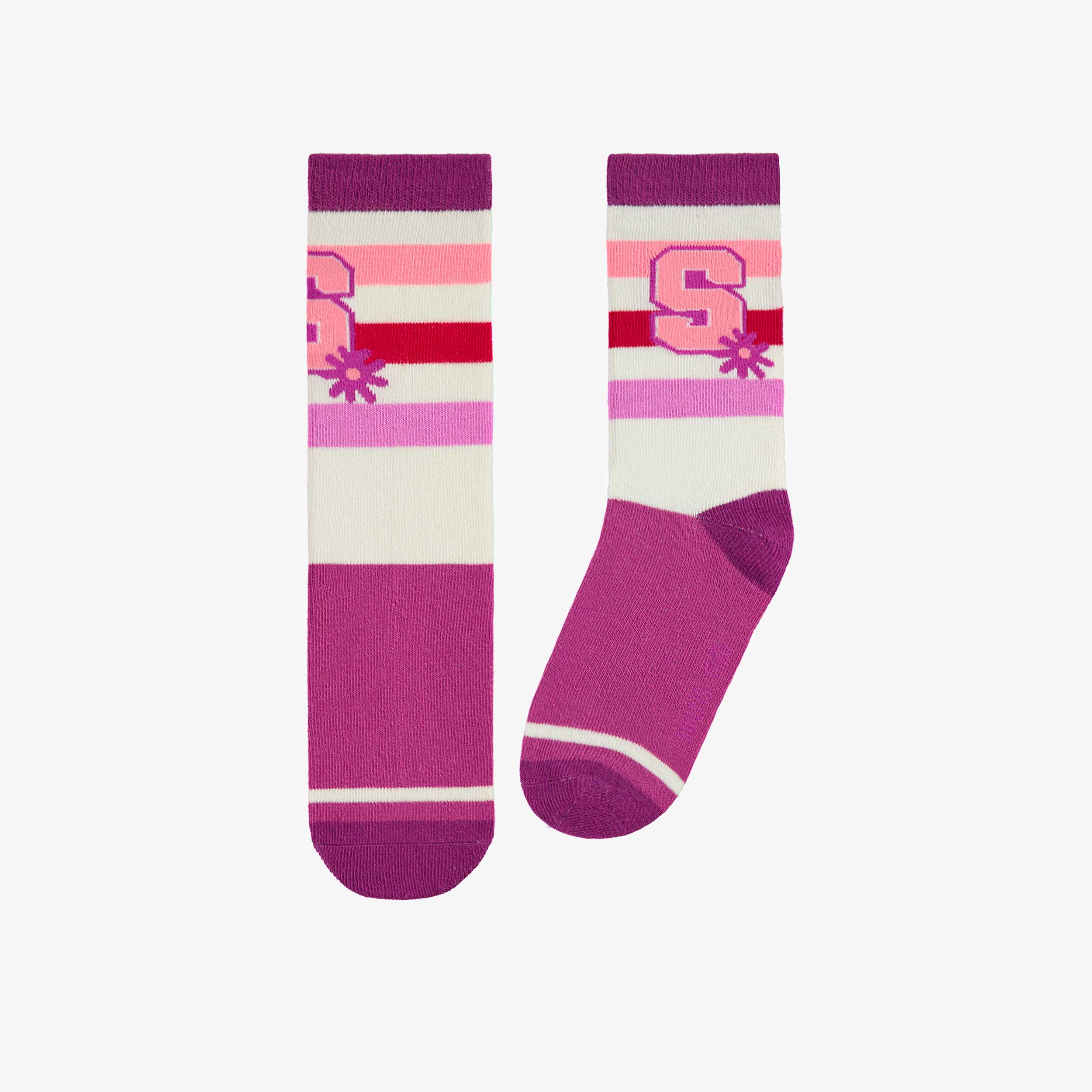 Chaussettes crème à rayures, enfant
