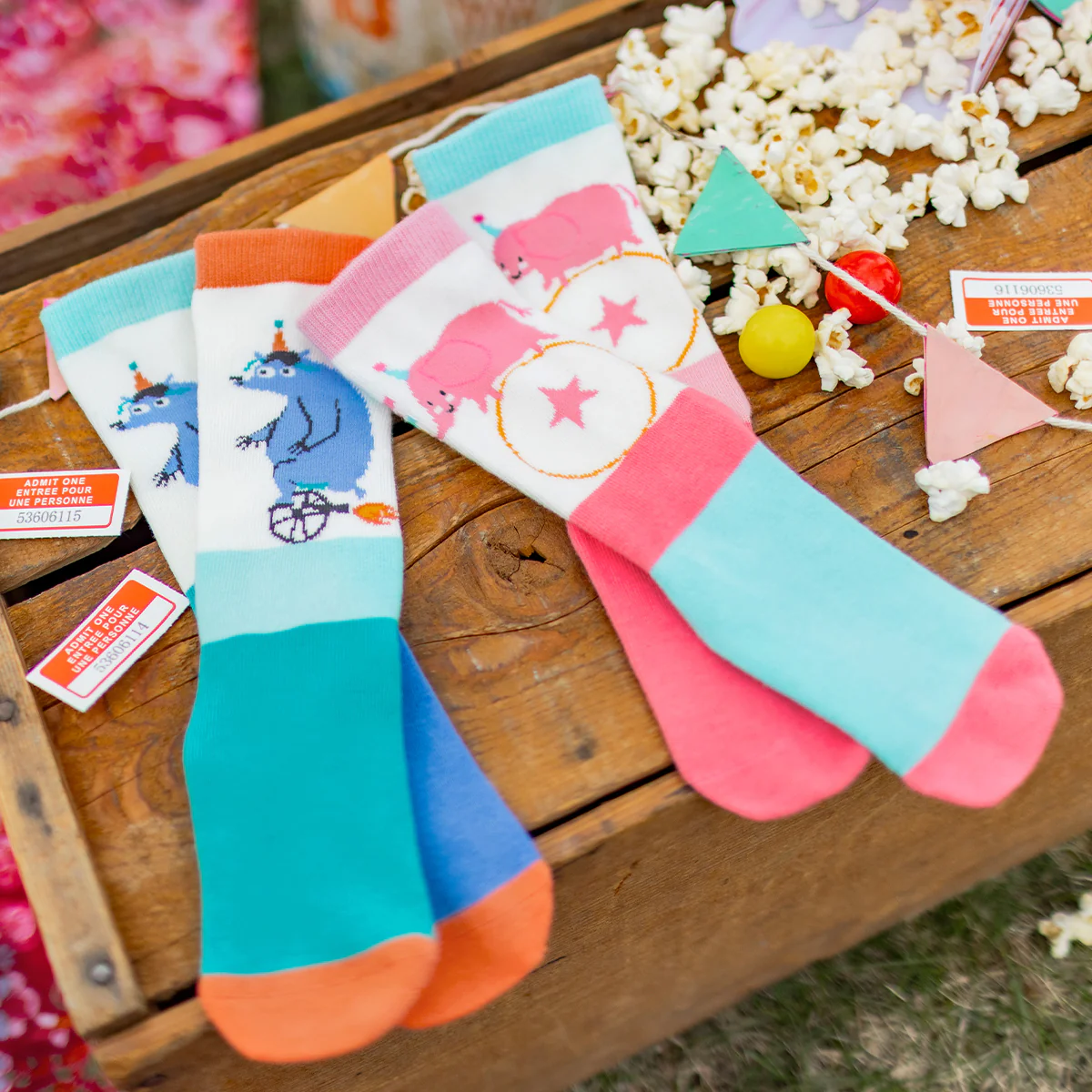 Chaussettes crème avec éléphant, enfant - Image 3