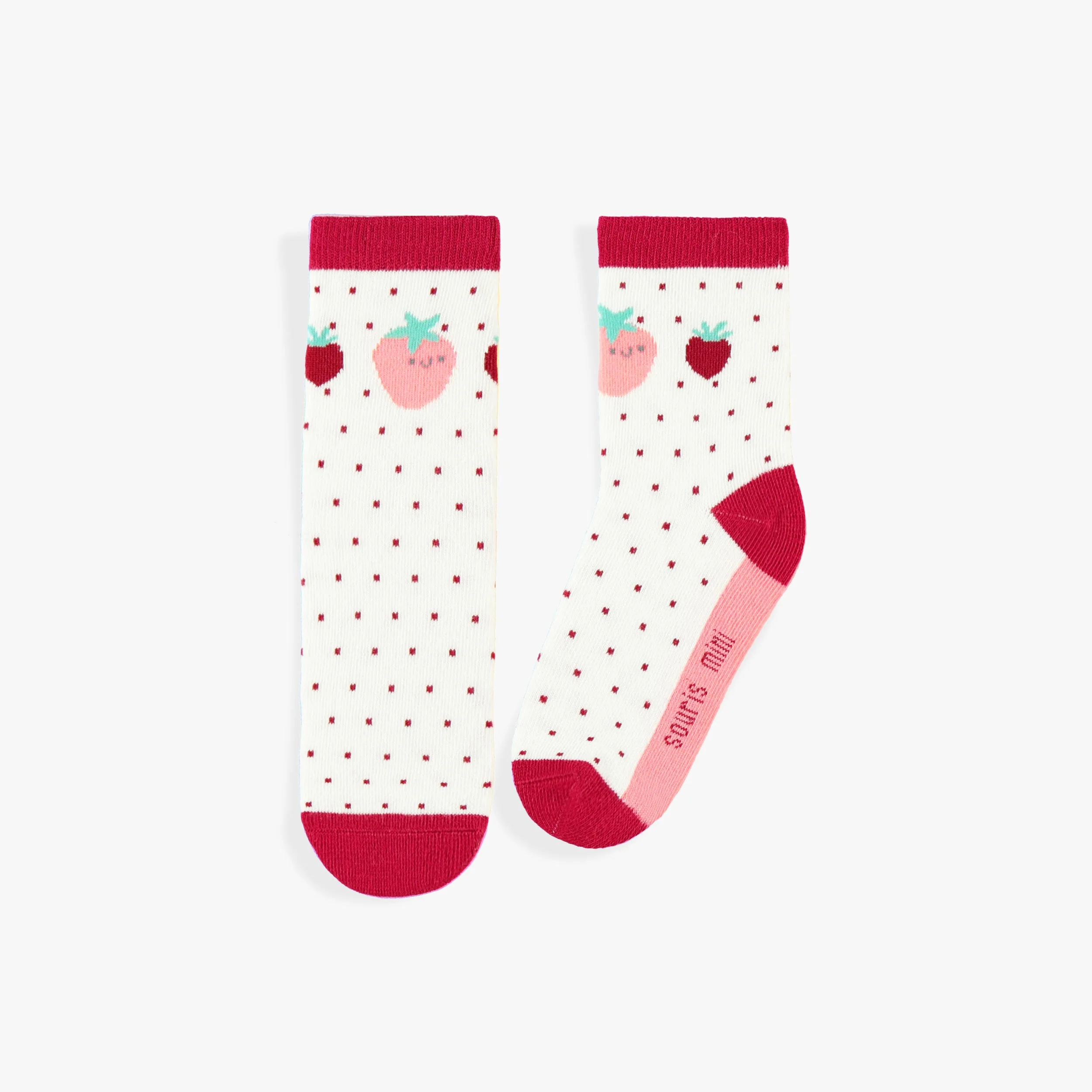 Chaussettes crème avec fraises, enfant