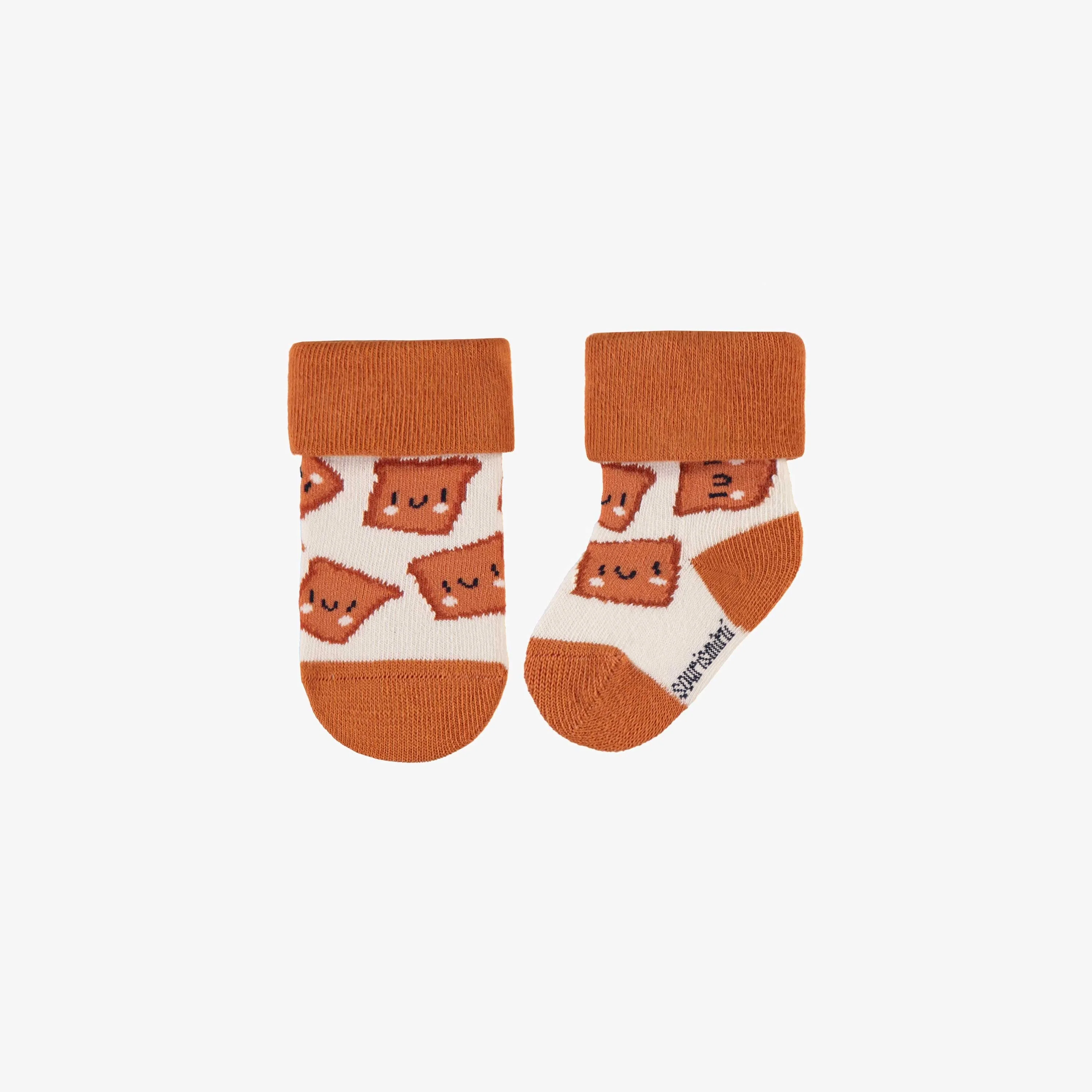 Chaussettes crème extensible à motifs de tartines, naissance