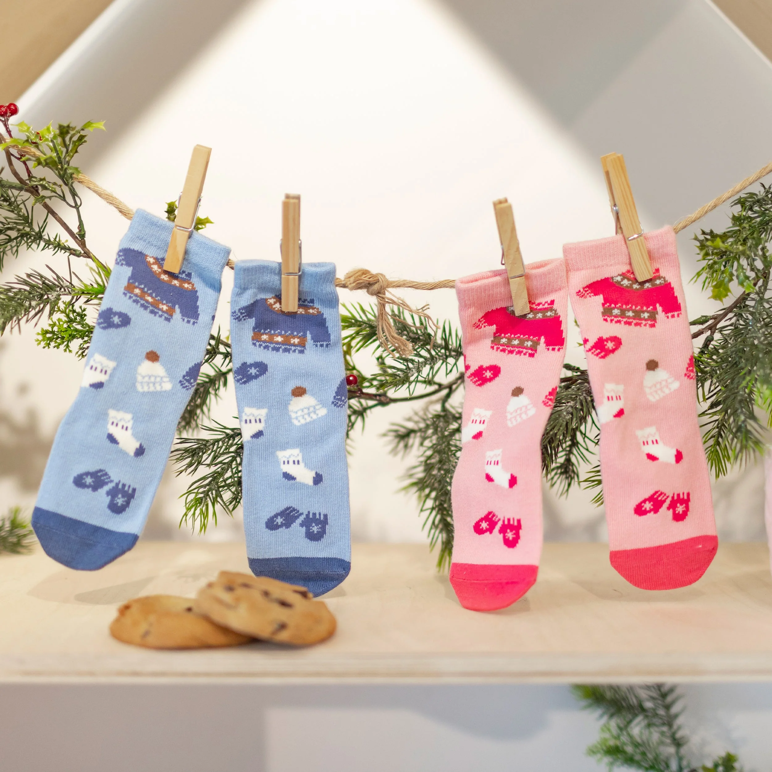 Chaussettes roses avec motif automnal, bébé - Image 2