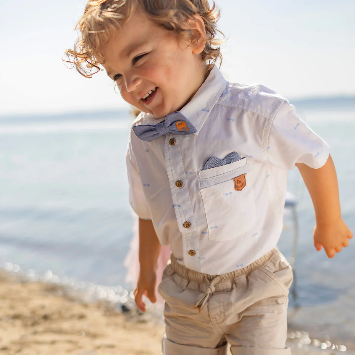 Short beige en denim, bébé - Image 3