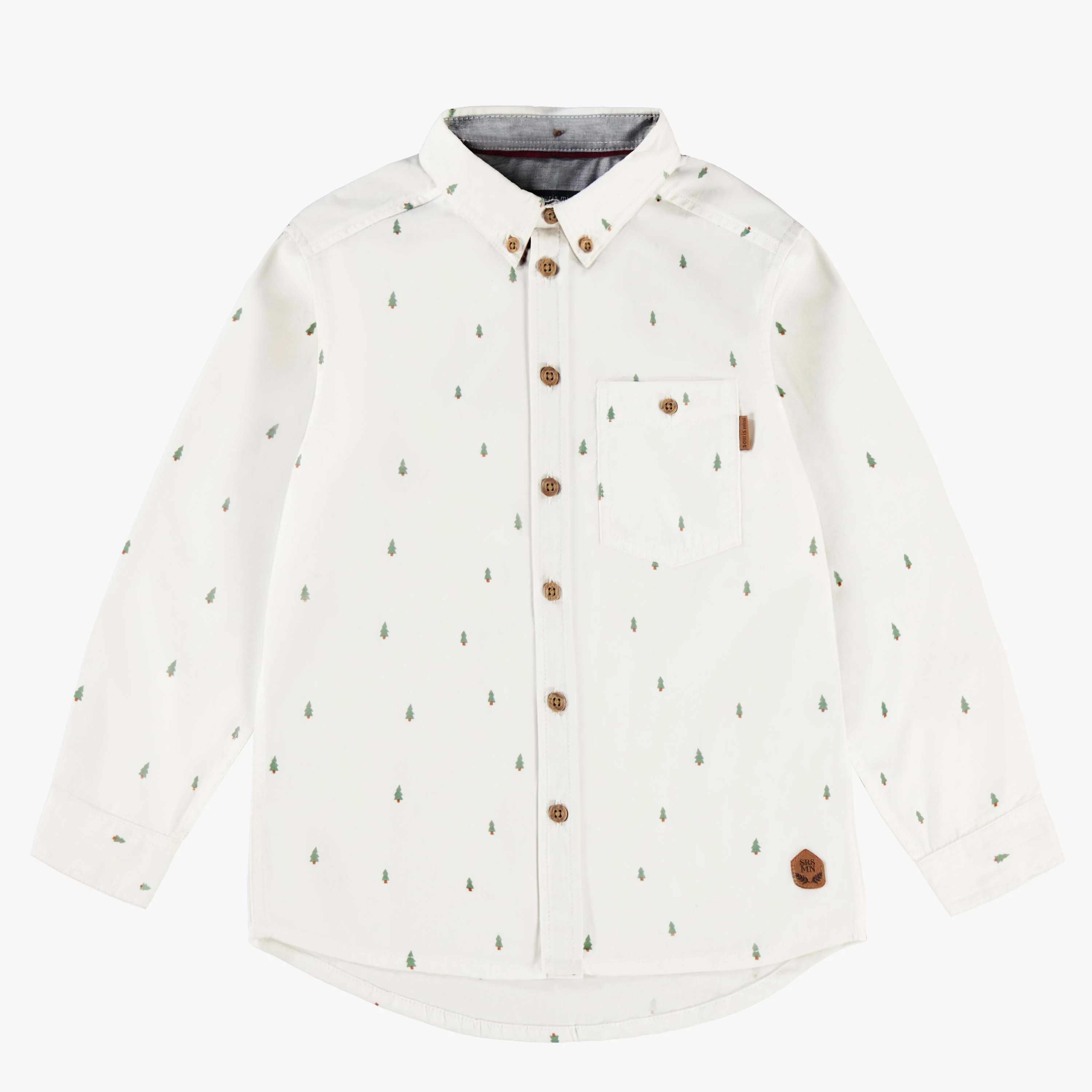 Chemise blanche à motifs de sapins, enfant