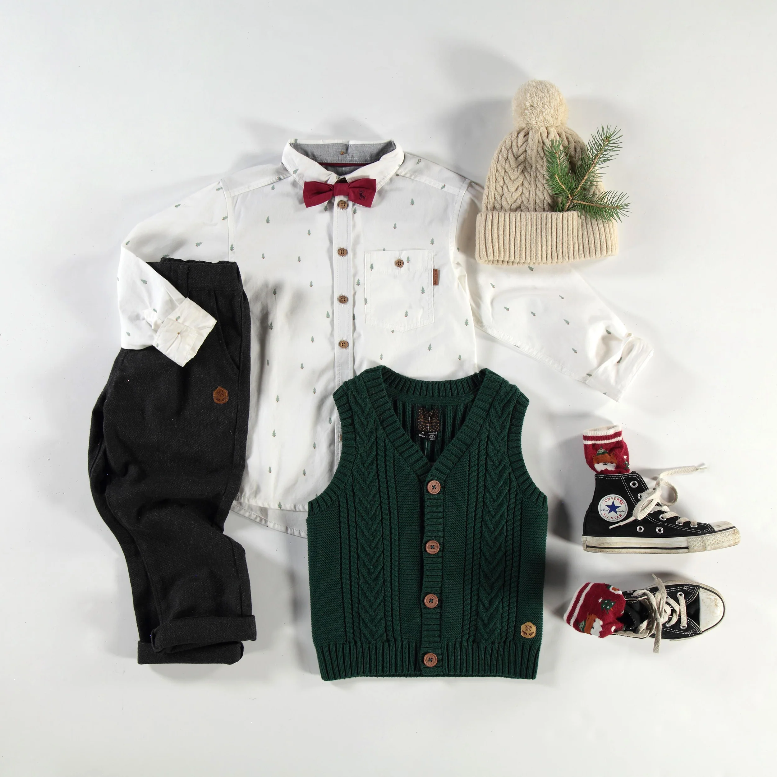 Chemise blanche à motifs de sapins, enfant - Image 7