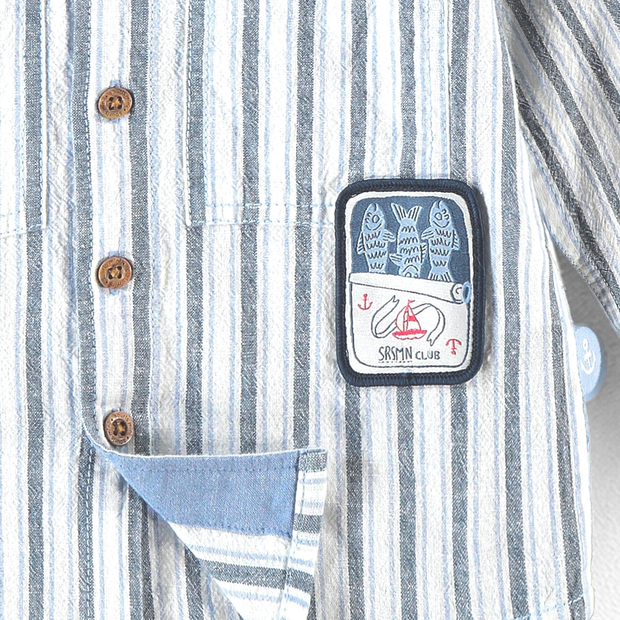 Chemise blanche à rayures bleues, bébé - Image 2