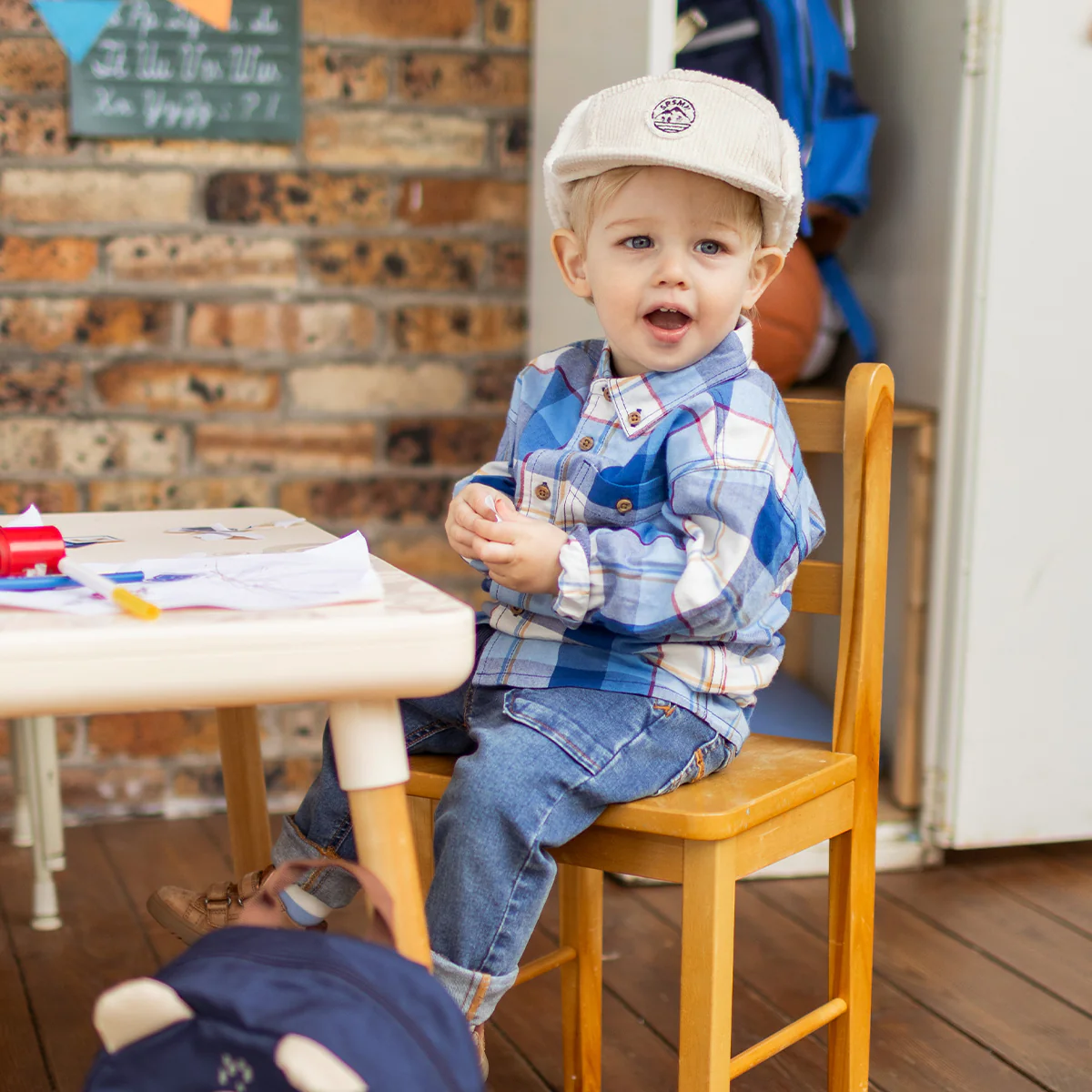 Chemise bleue à carreaux, bébé - Image 2