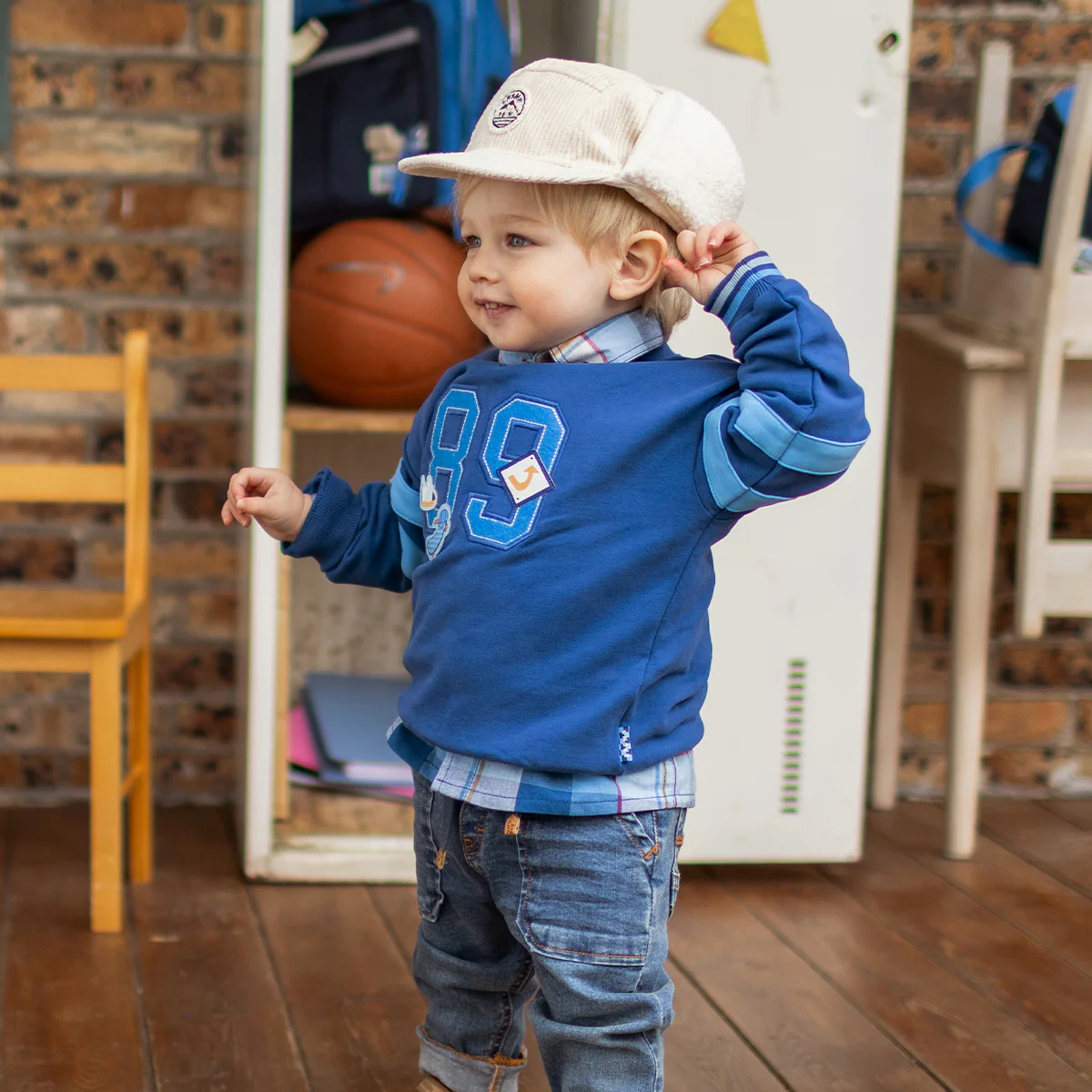 Chemise bleue à carreaux, bébé - Image 3